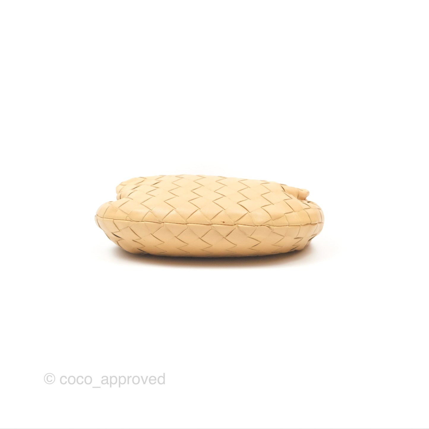Bottega Veneta Mini Jodie Clutch Bag Intrecciato Almond Lambskin Gold Hardware