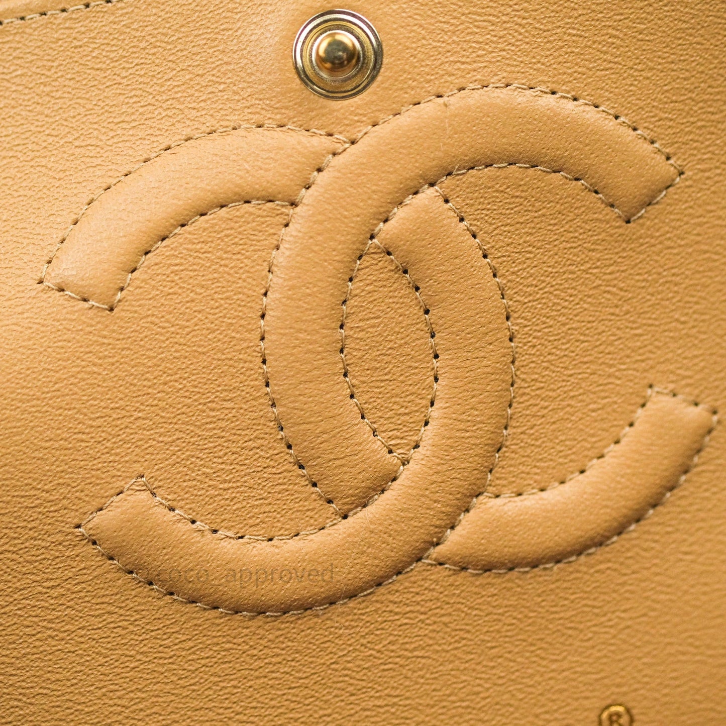Chanel Quilted M/L Medium Double Flap Dark Beige Gold Hardware 19B