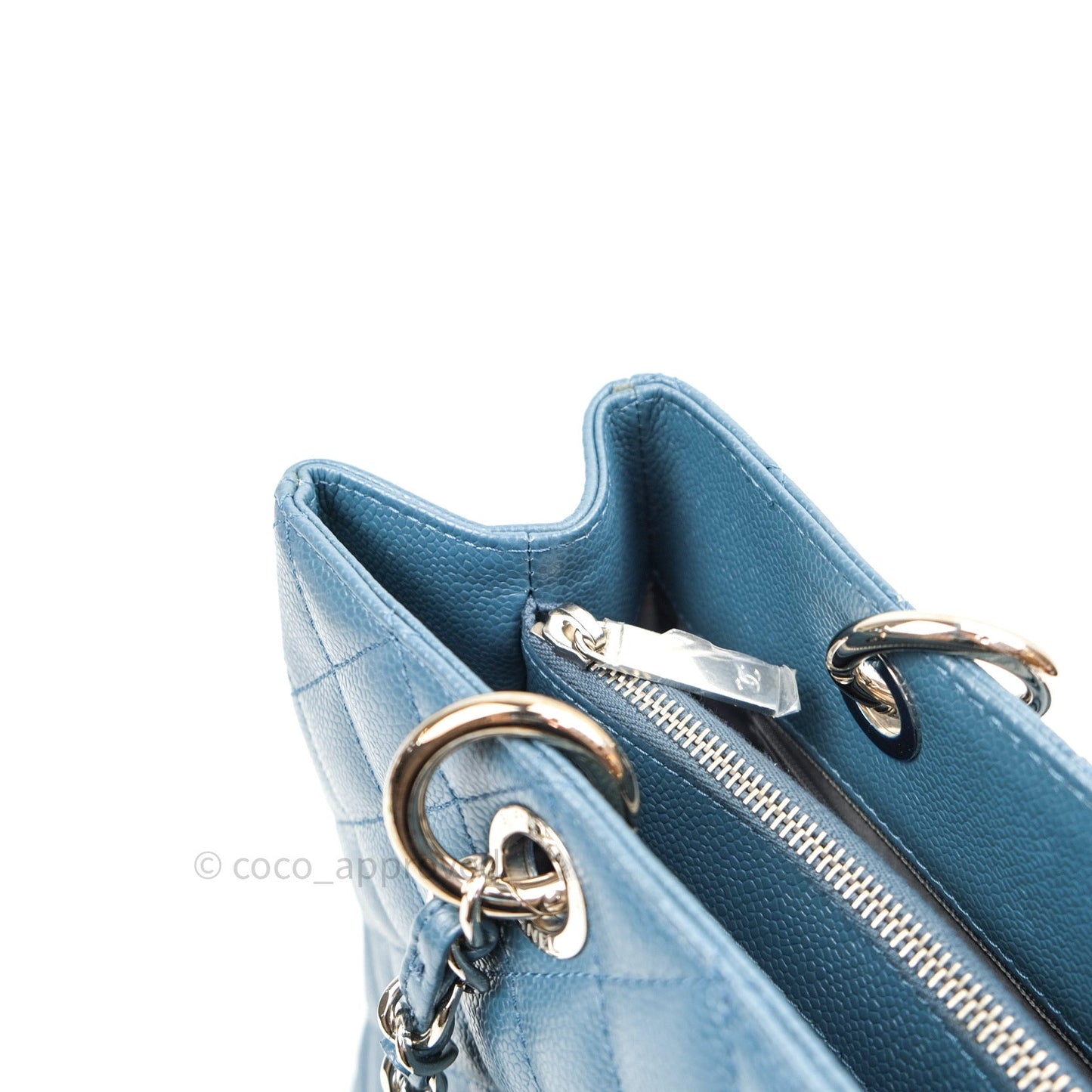 Chanel GST Grand Shopping Tote Blue Caviar Silver Hardware