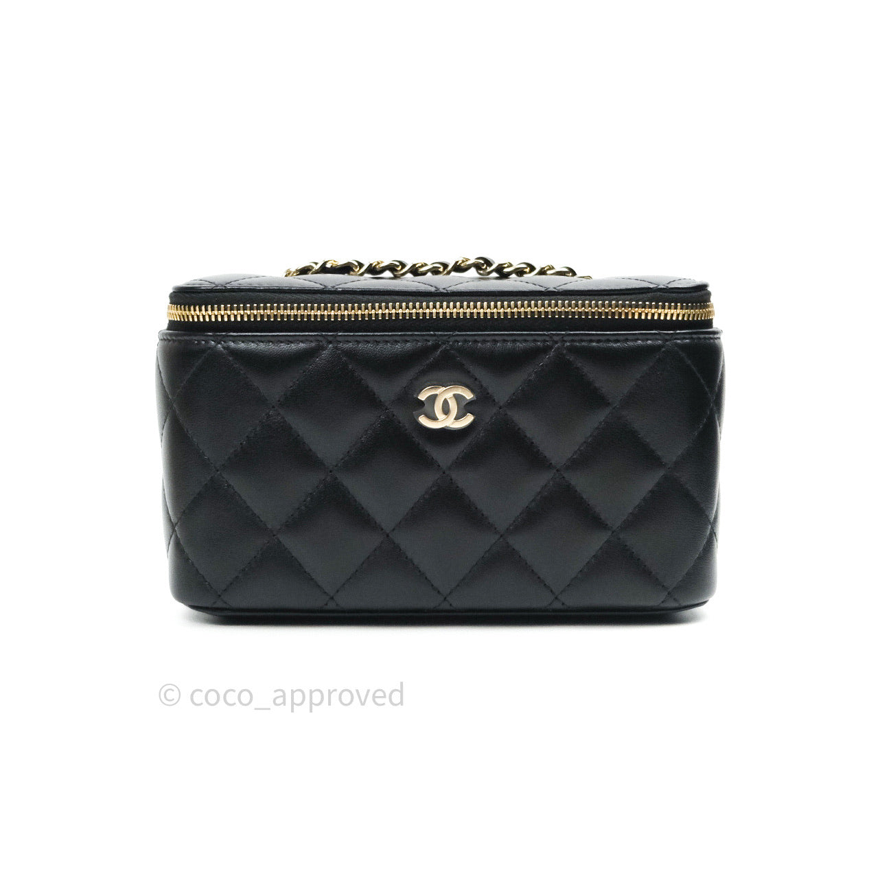 Chanel Vanity Rectangular Classic Black Lambskin Gold Hardware