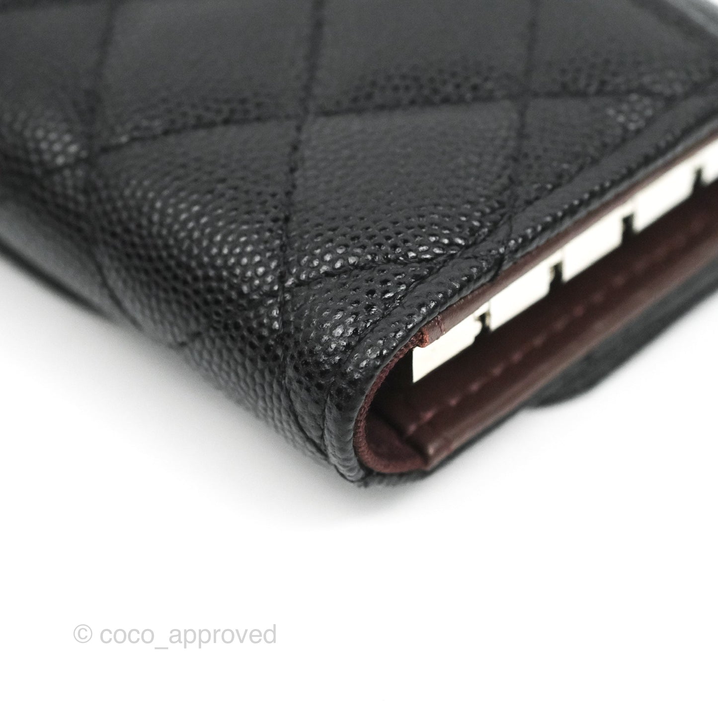 Chanel Quilted Classic 4 Key Holder Wallet Black Caviar Silver Hardware