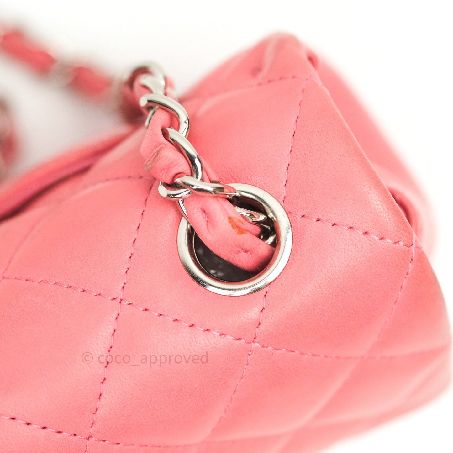Chanel Quilted Mini Rectangular Pink Lambskin Silver Hardware