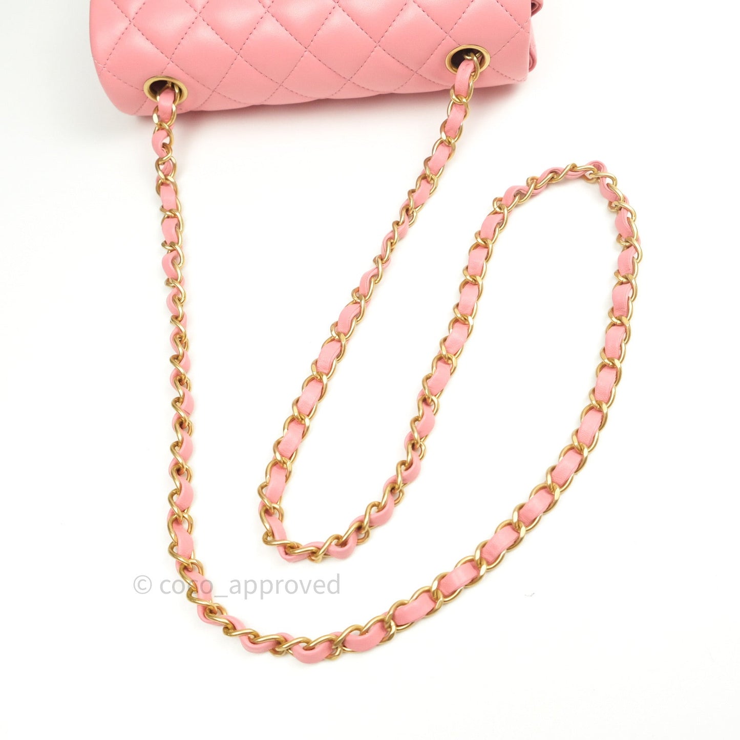 Chanel Quilted Mini Rectangular Pink Lambskin Gold Hardware
