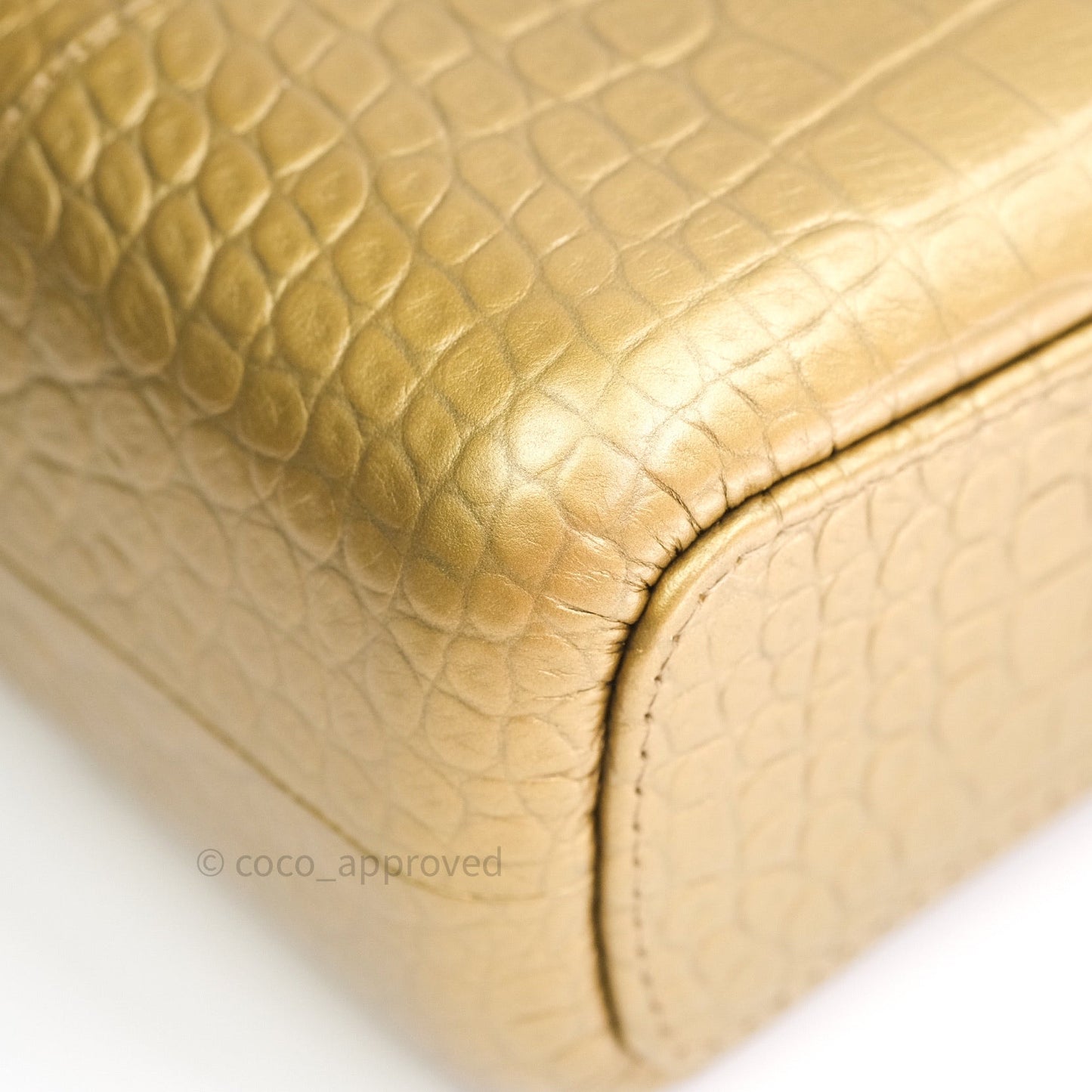 Chanel Crocodile Embossed Calfskin Medium Gabrielle Cocodile Hobo Gold