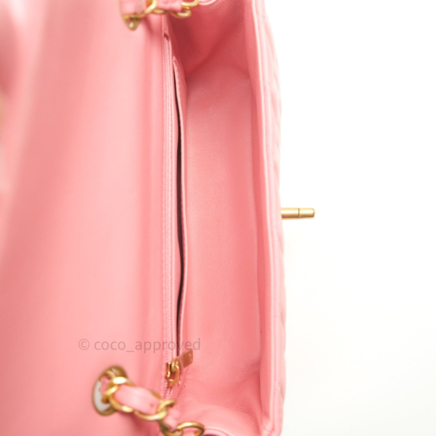 Chanel Quilted Mini Rectangular Pink Lambskin Gold Hardware