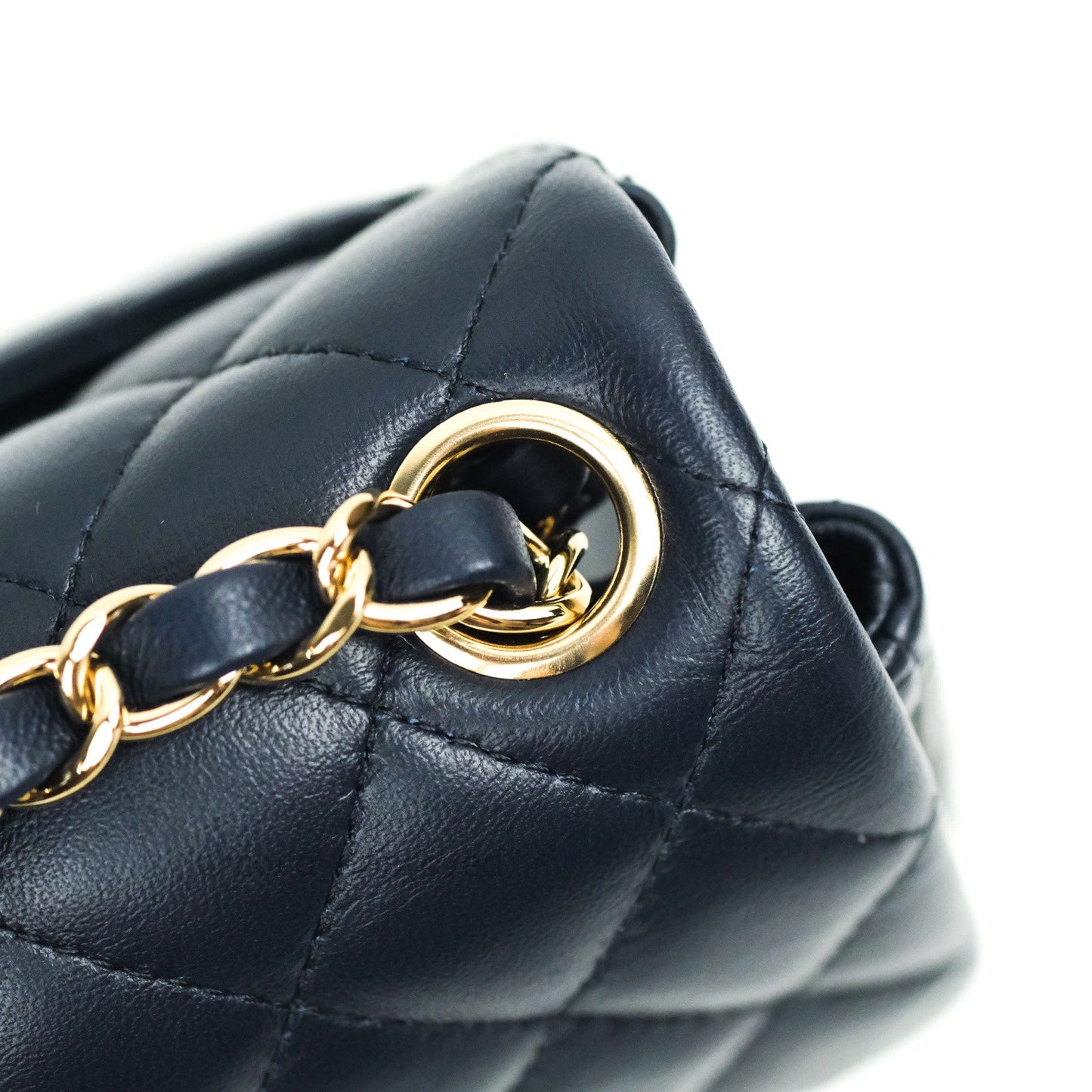 Chanel Mini Square Navy Lambskin Gold Hardware