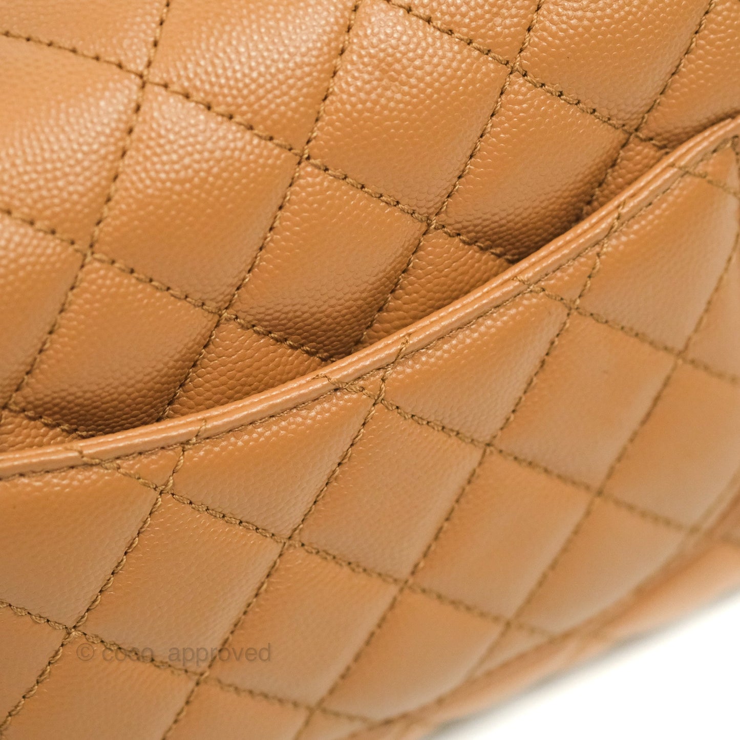 Chanel Mini (Small) Coco Handle Quilted Dark Beige Caramel Caviar Gold Hardware Lizard Embossed Handle 21P