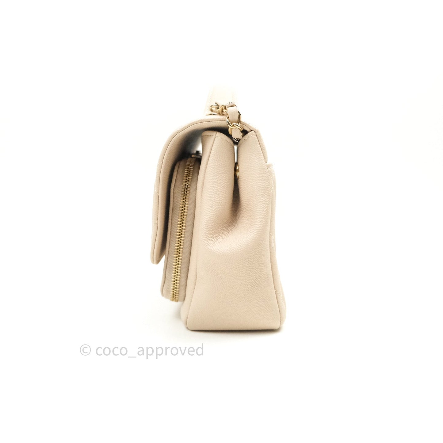 Chanel Quilted Medium Business Affinity Flap Beige Caviar Light Gold Hardware