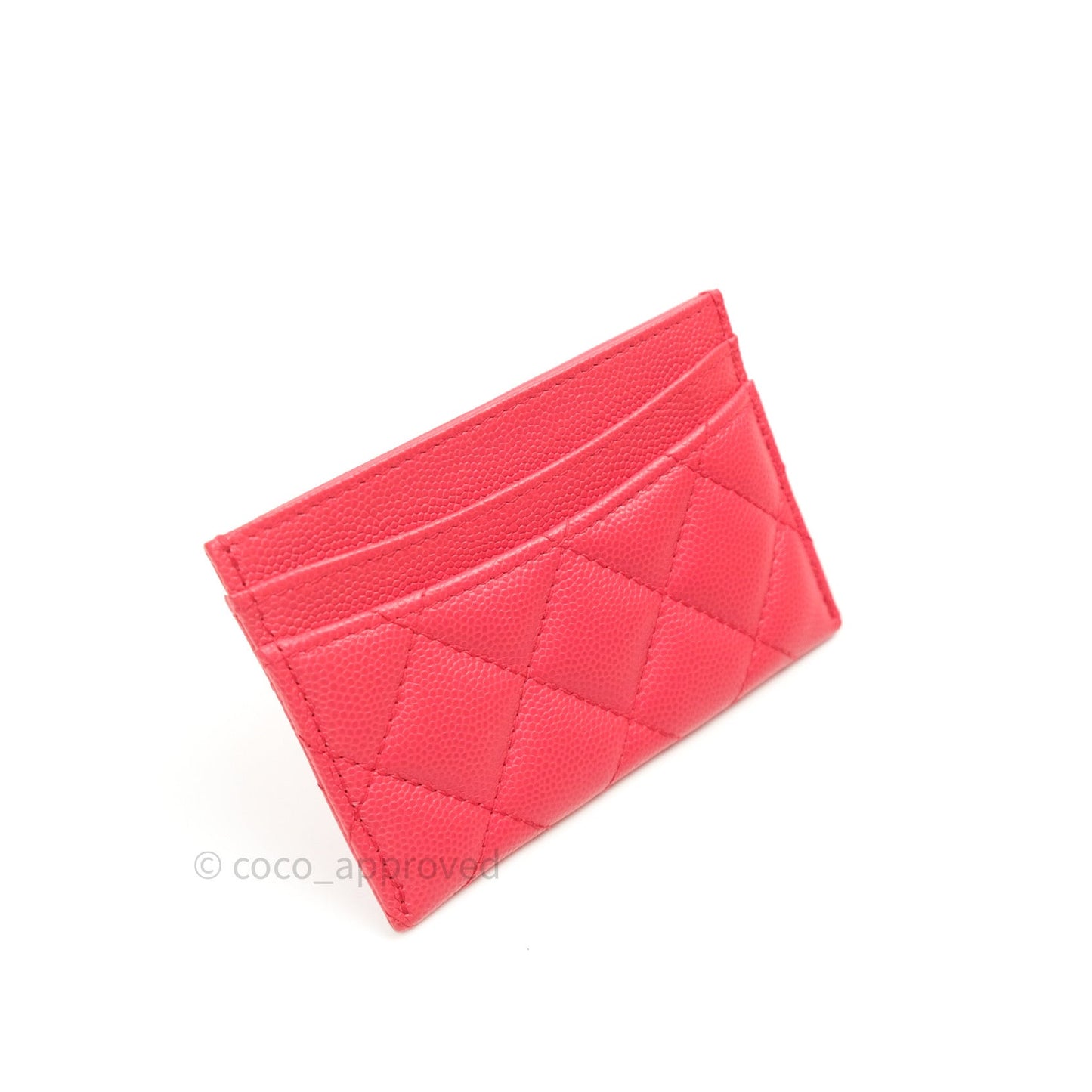 Chanel Quilted Classic Pink Caviar Silver Hardware Flat Card Holder