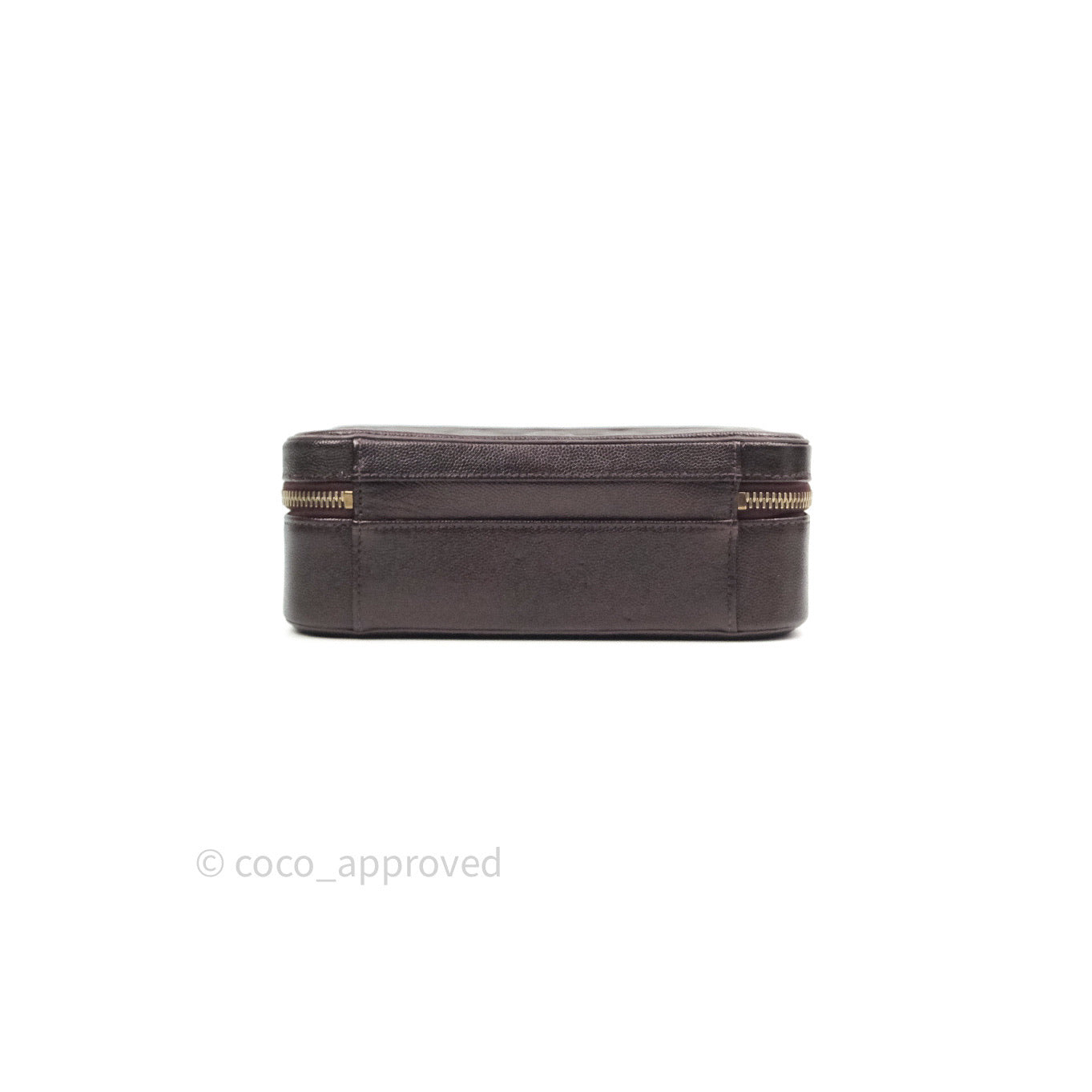 Chanel Quilted Medium CC Filigree Vanity Case Iridescent Burgundy Caviar Gold Hardware