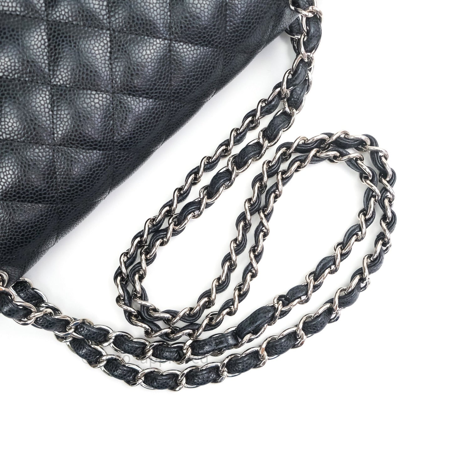 Chanel Caviar Quilted Jumbo Double Flap Black Silver Hardware