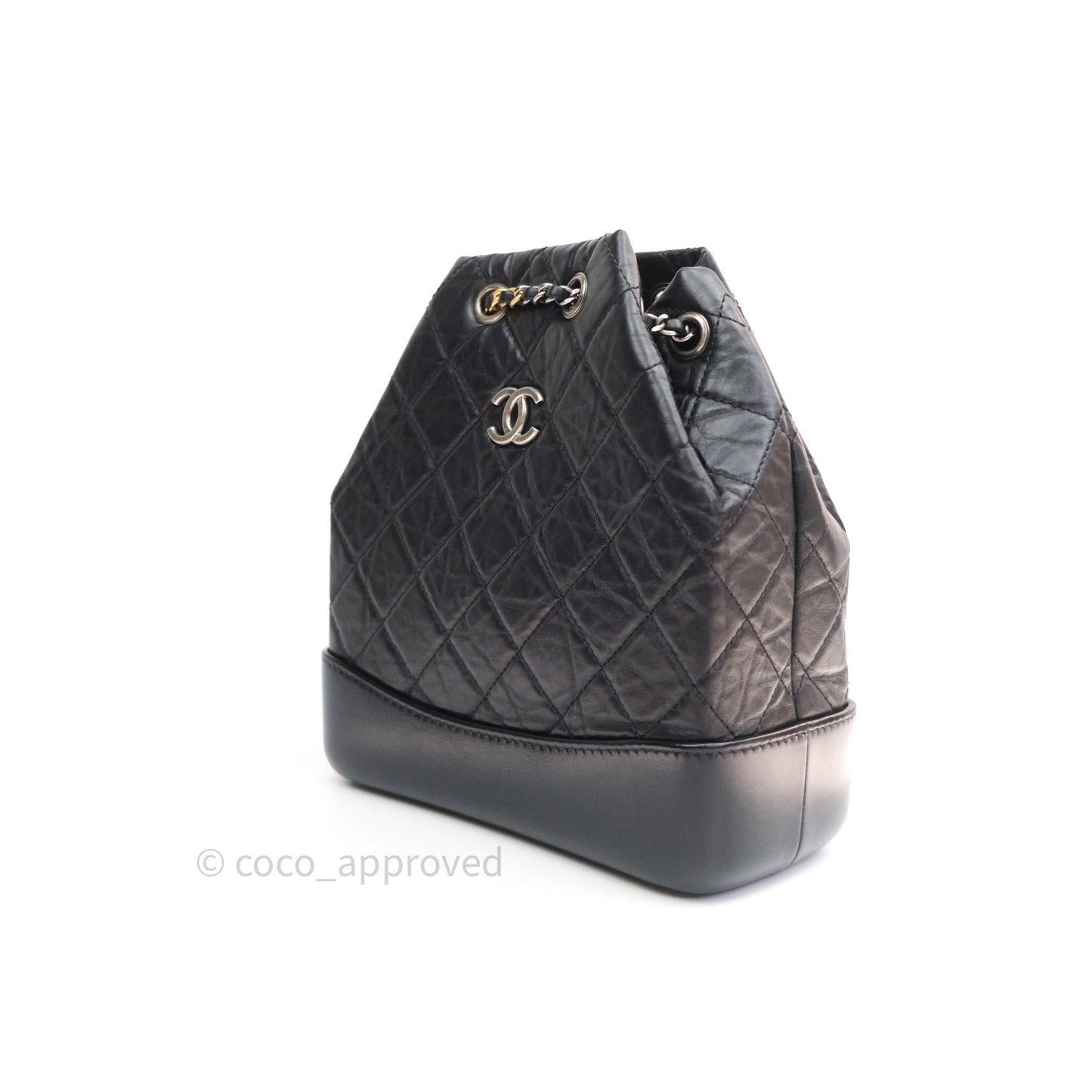 Chanel Gabrielle Backpack Black Aged Calfskin Small Black