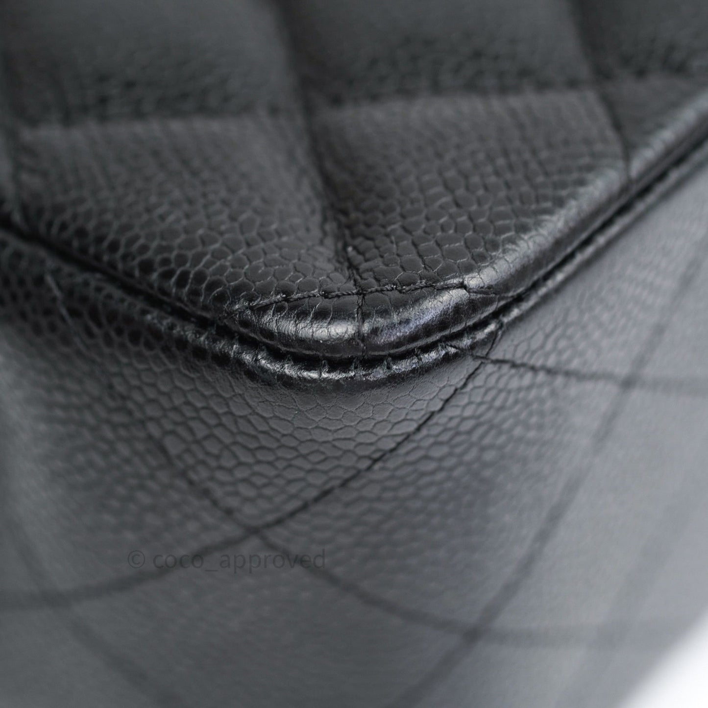 Chanel Classic Jumbo Double Flap Black Quilted Caviar Silver Hardware⁣⁣