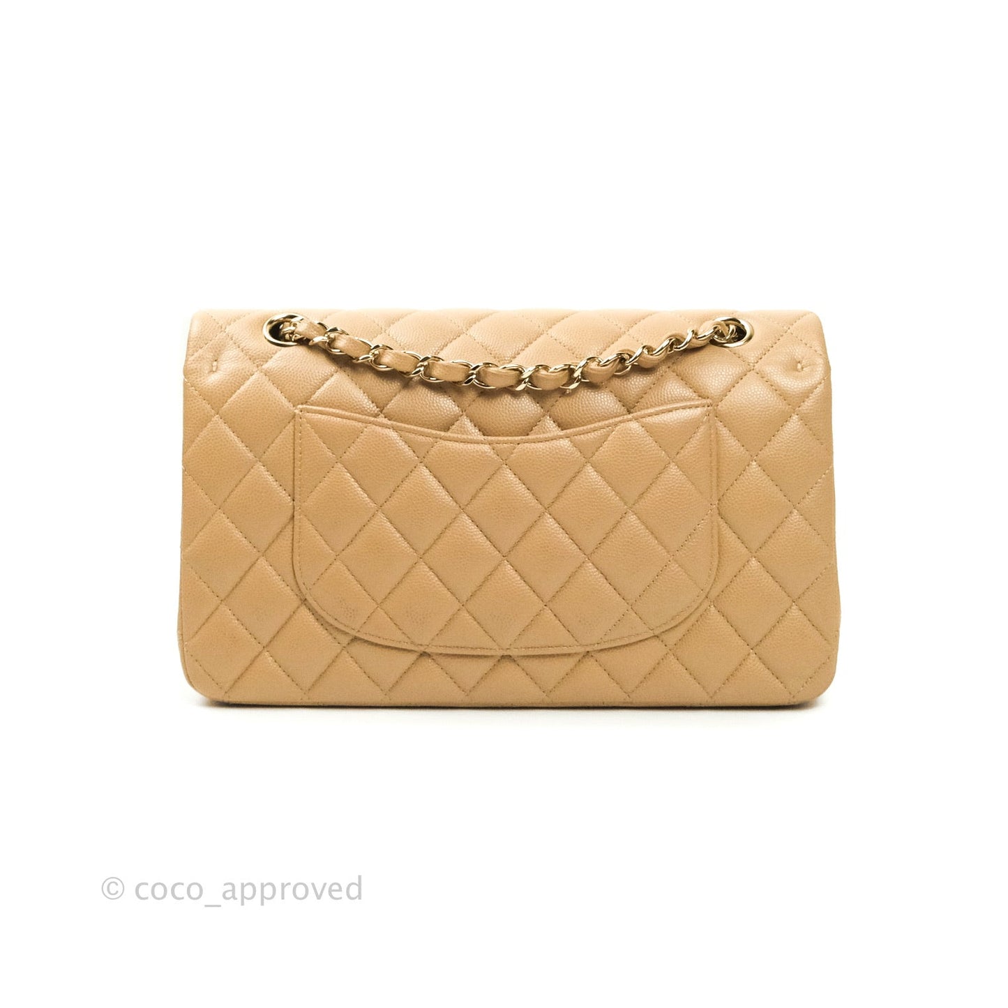 Chanel Classic M/L Medium Double Flap Dark Beige Caviar Gold Hardware 19B