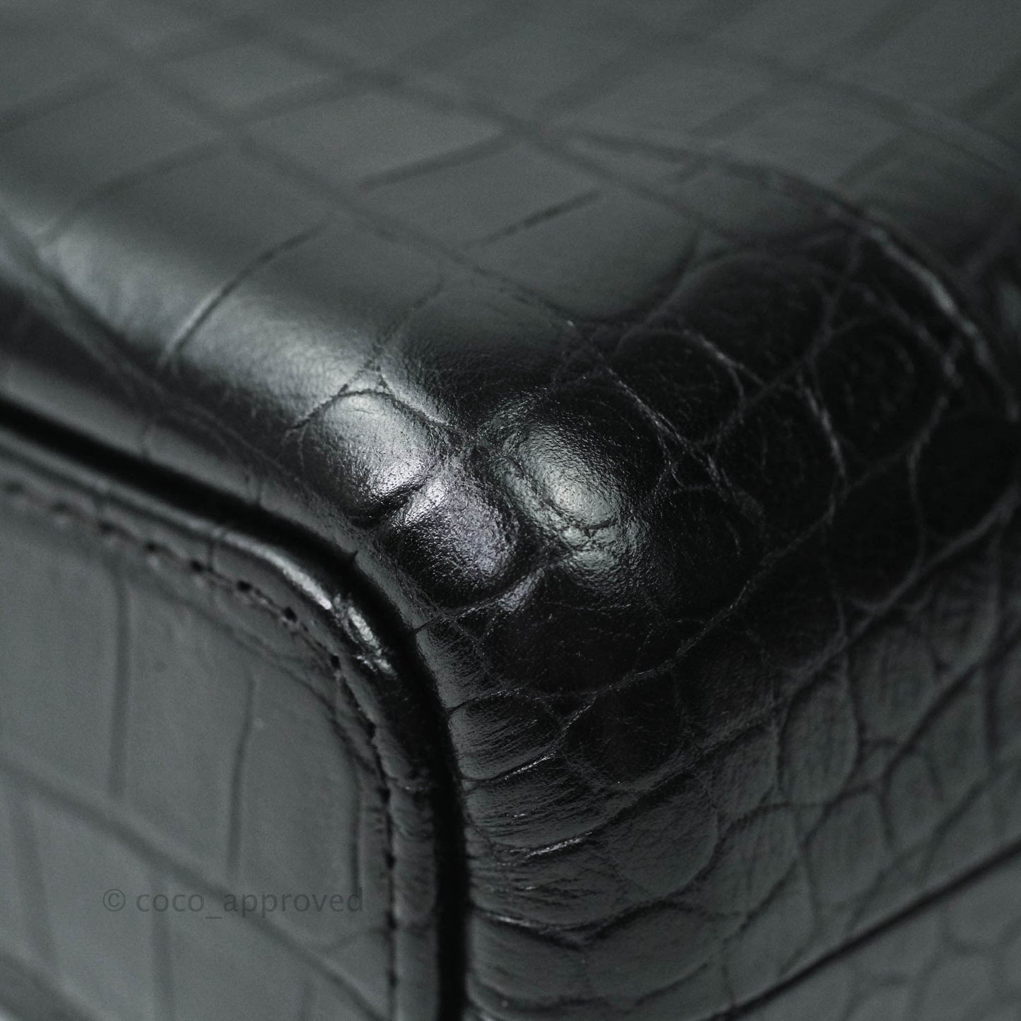 Chanel Crocodile Embossed Calfskin Small Gabrielle Cocodile Hobo Black
