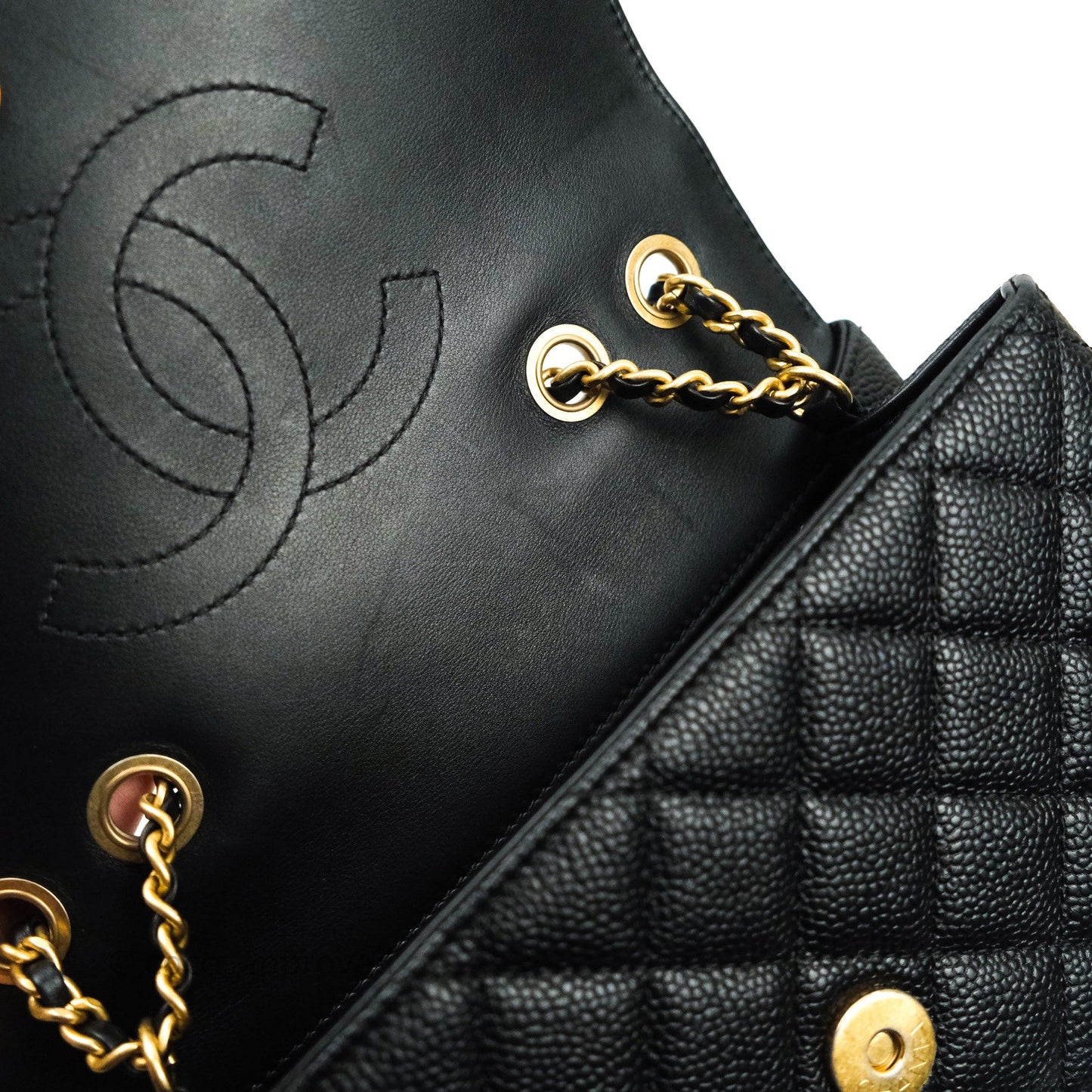 Chanel Quilted Small CC Filigree Flap Black Caviar
