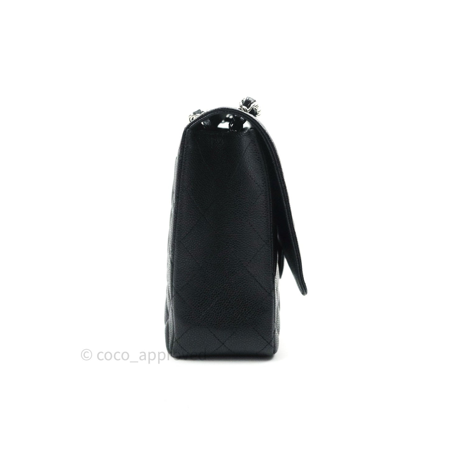 Chanel Classic Maxi Single Flap Quilted Black Caviar Silver Hardware
