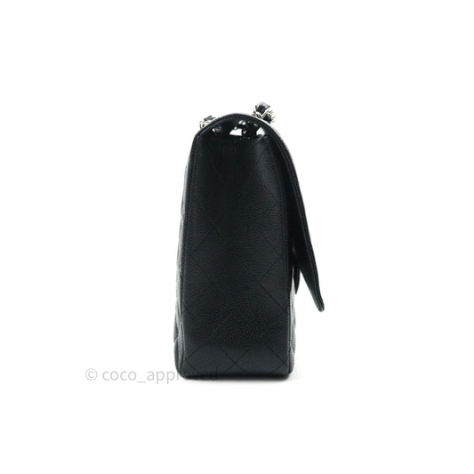 Chanel Classic Maxi Single Flap Quilted Black Caviar Silver Hardware