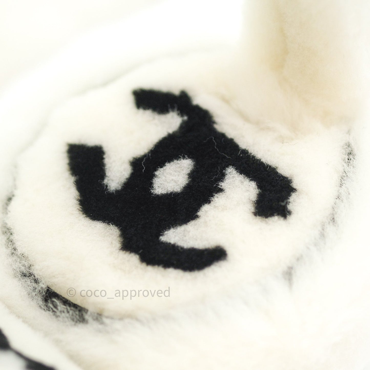 Chanel Shearling Cashmere Ivory Black Earmuffs