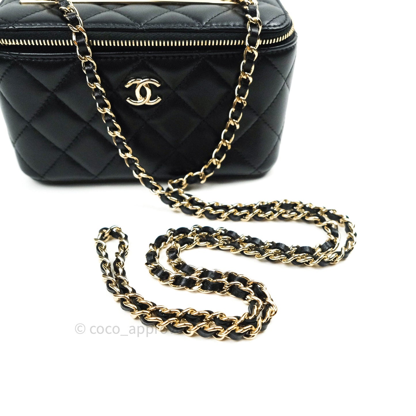 Chanel Vanity Rectangular Trendy Black Lambskin Gold Hardware