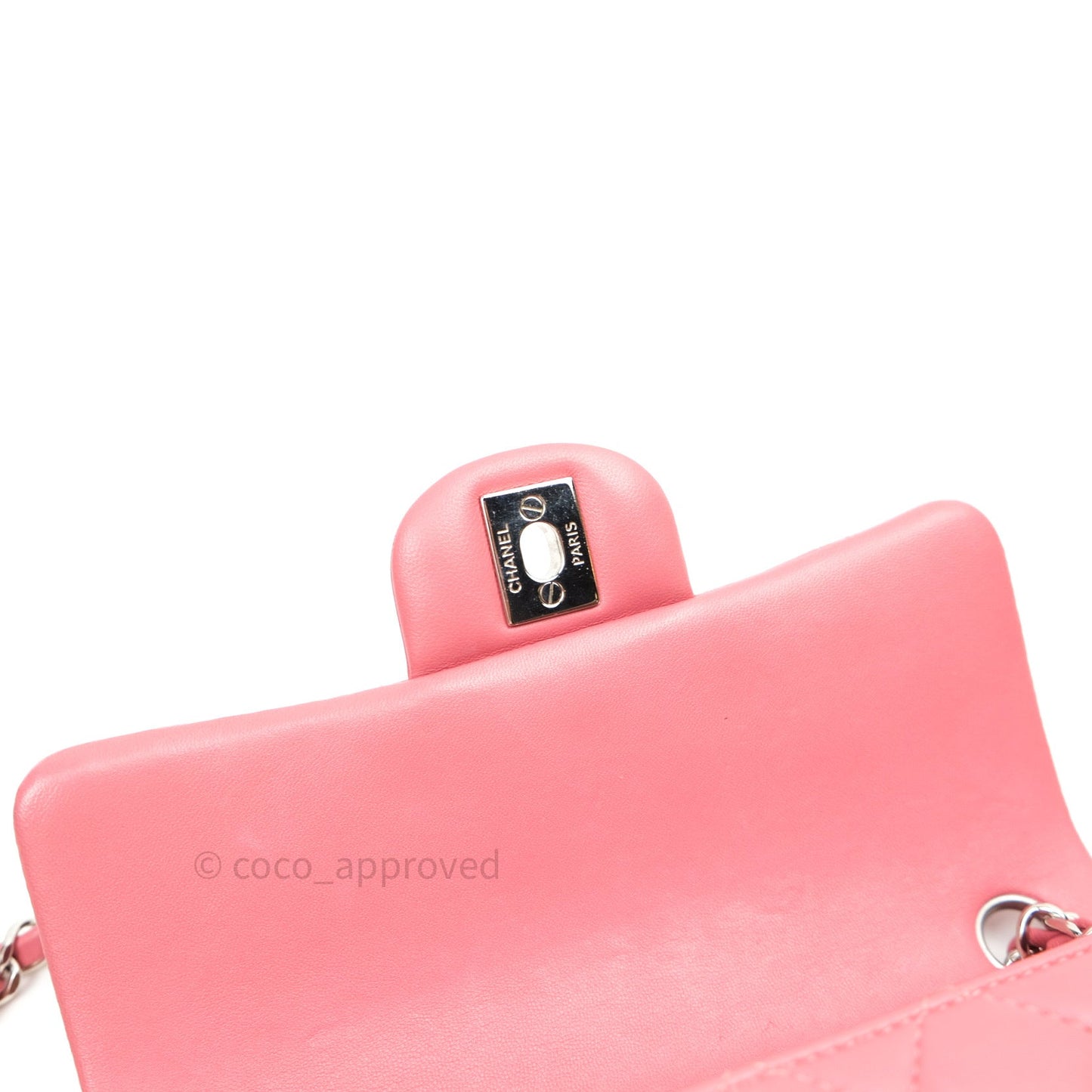 Chanel Quilted Mini Rectangular Pink Lambskin Silver Hardware