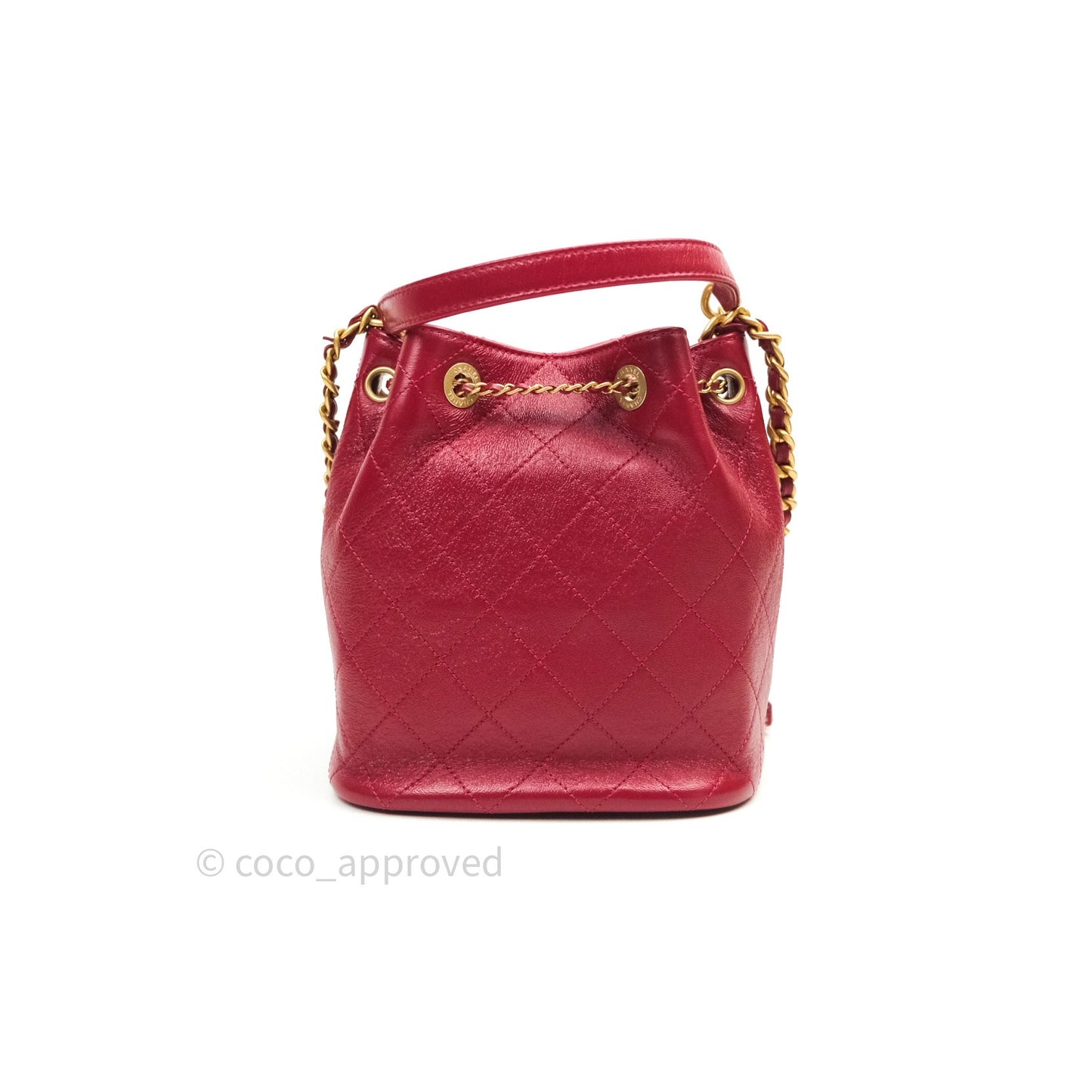 Chanel Drawstring Bucket Bag Red Calfskin Gold Hardware 20S
