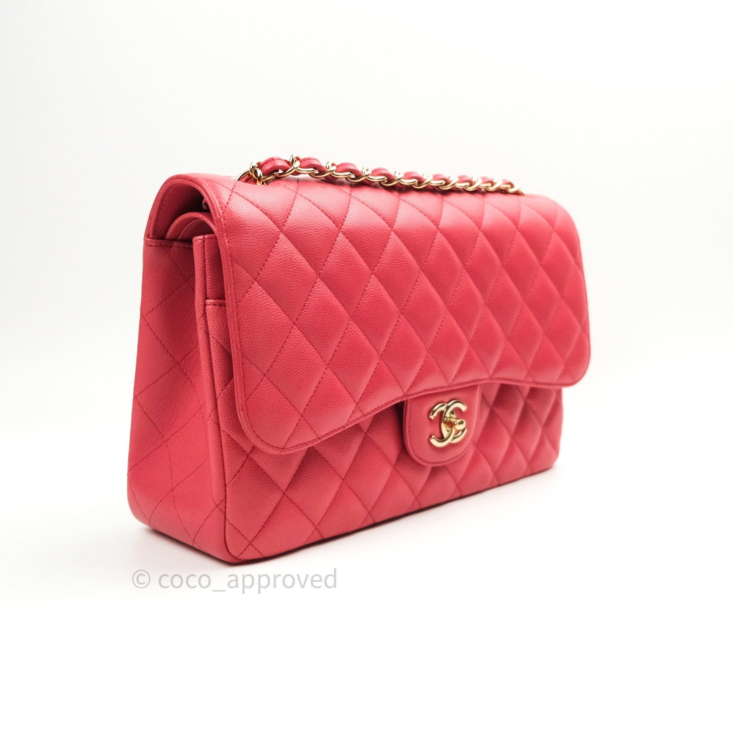 Chanel Classic Jumbo Double Flap Pink Caviar Gold Hardware⁣⁣ 17C