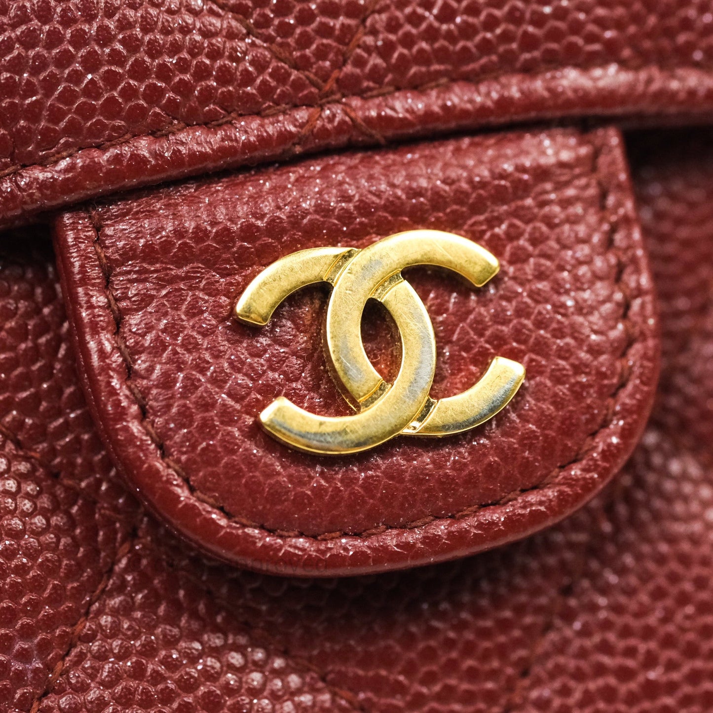 Chanel Classic Small Compact Wallet Iridescent Burgundy Gold Hardware