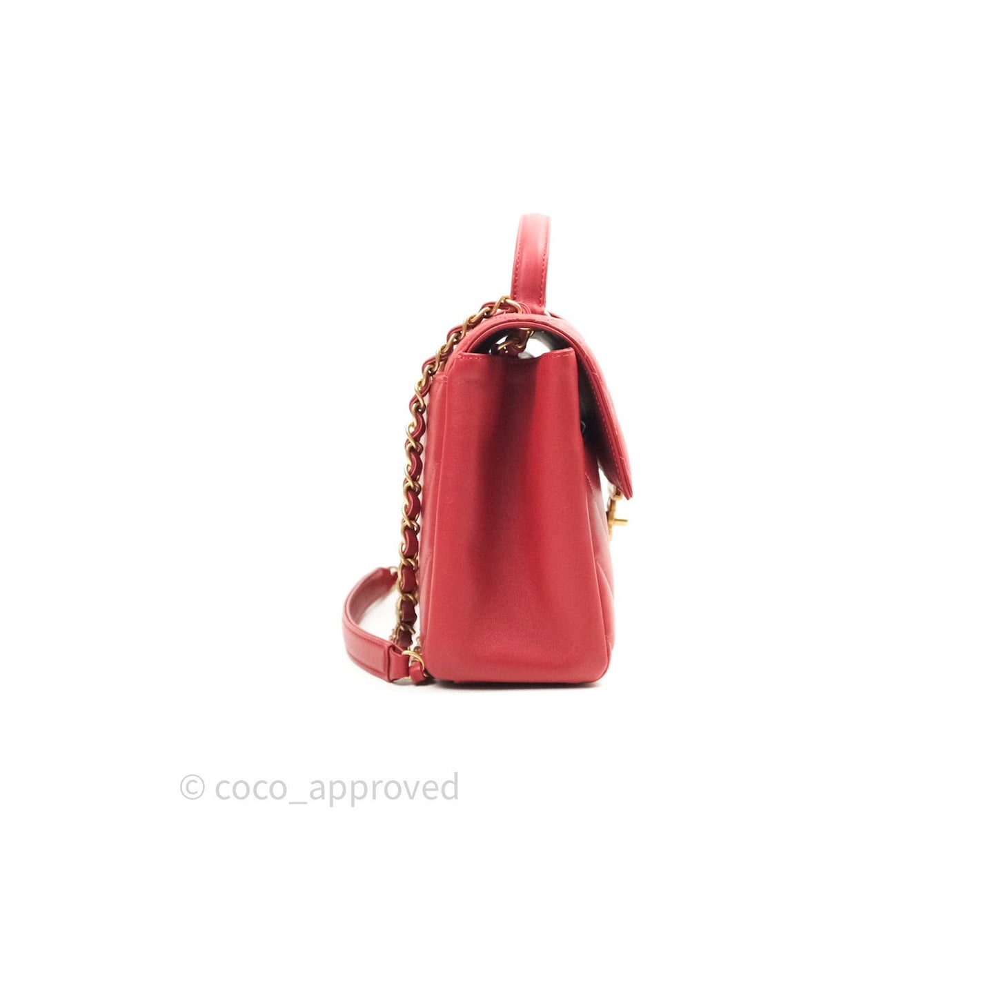 Chanel Quilted Chevron In The City Bag Red Calfskin Gold Hardware