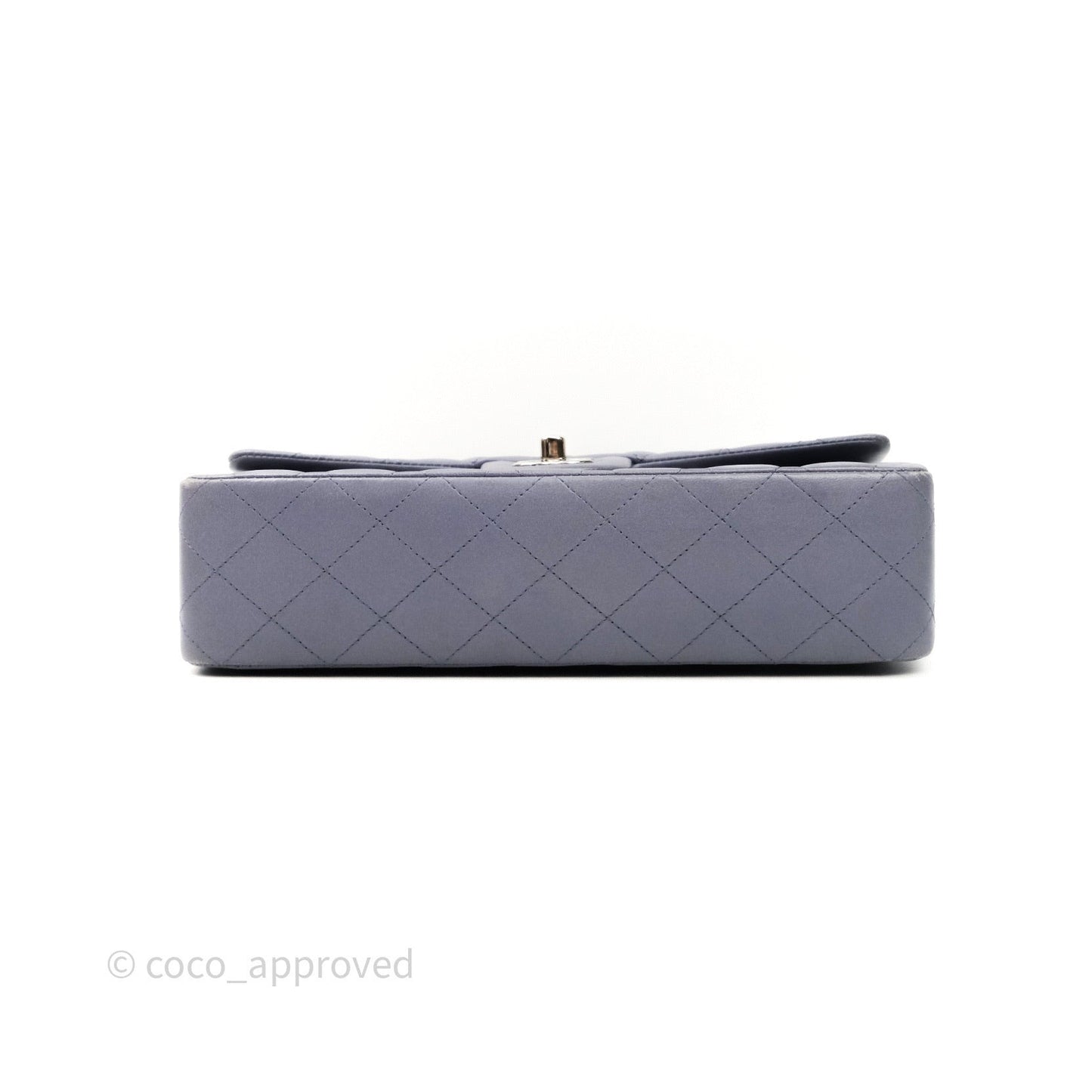 Chanel Classic M/L Medium Double Flap Lavender Blue Silver Hardware