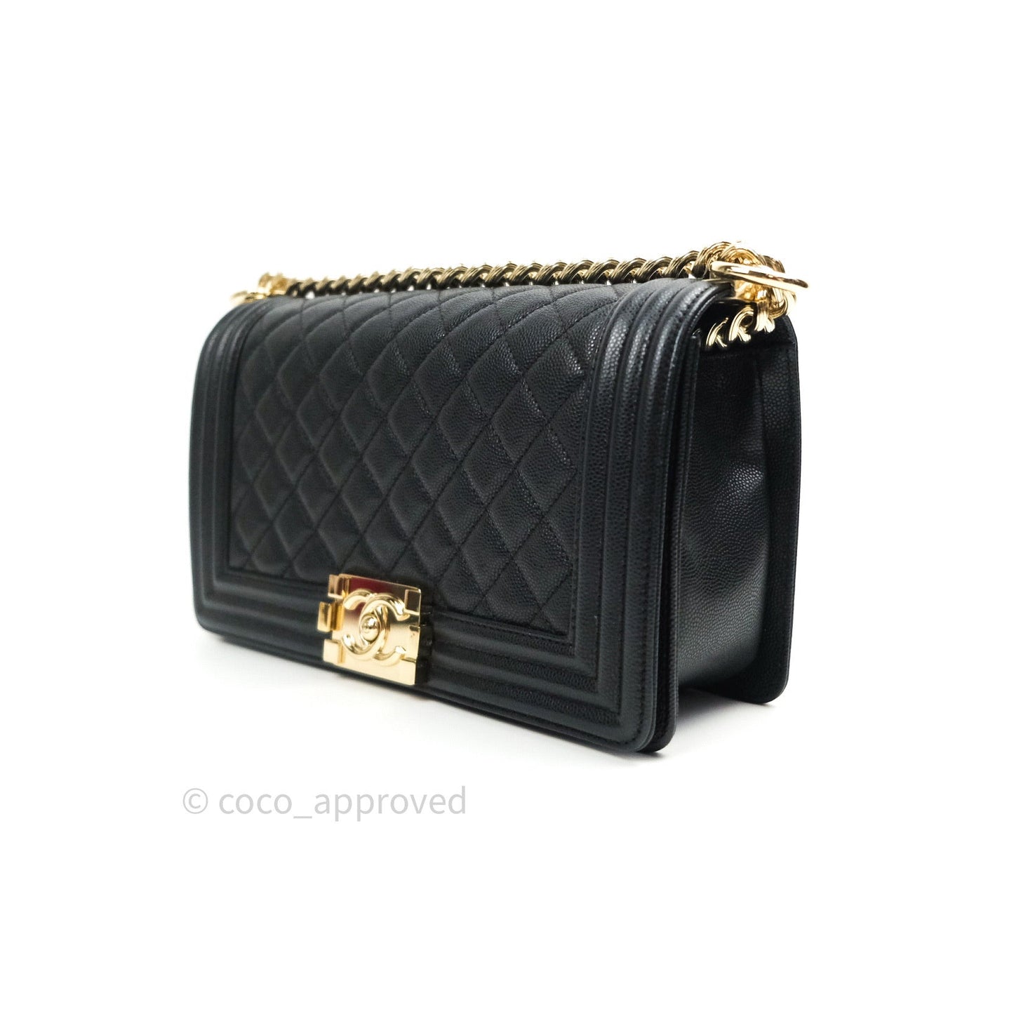 Chanel Quilted Medium Boy Flap Black Caviar Gold Hardware