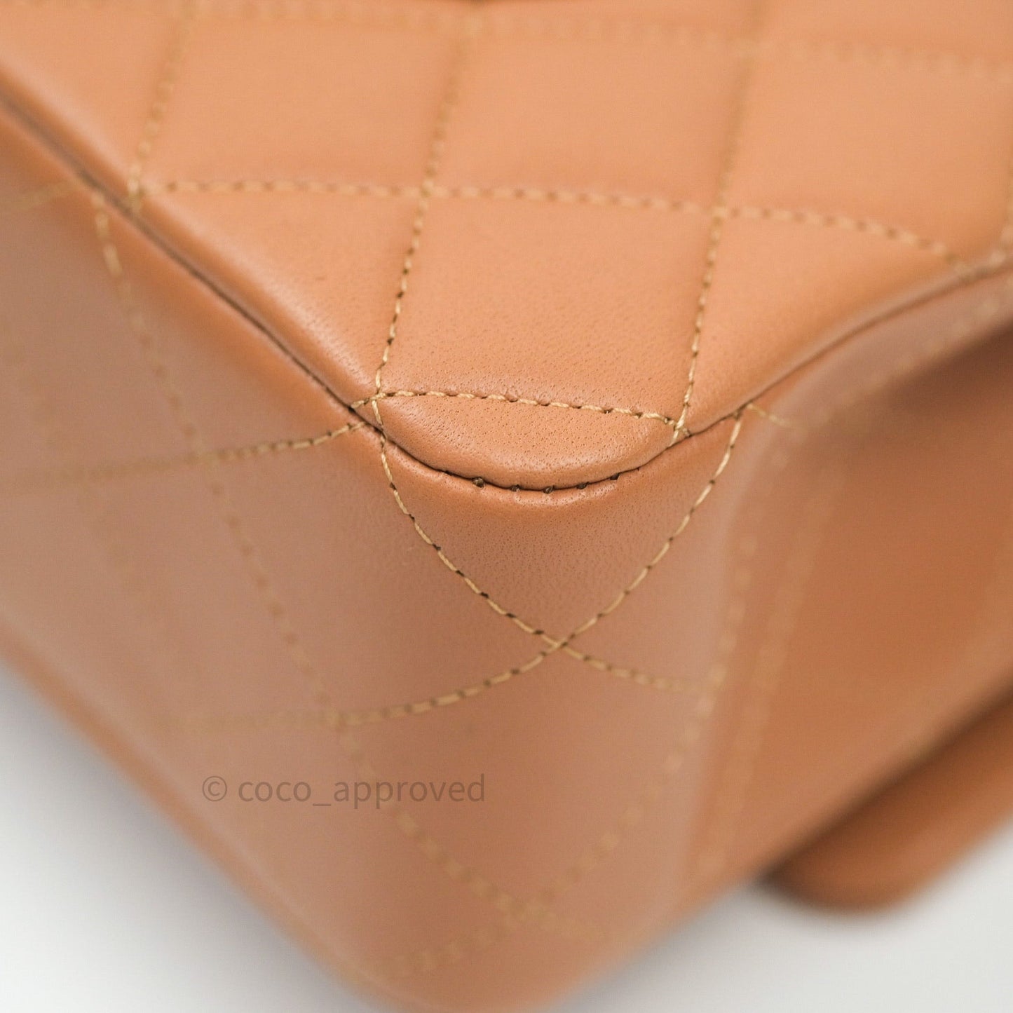 Chanel Classic M/L Medium Flap Quilted Dark Beige Caramel Lambskin Gold Hardware 21P