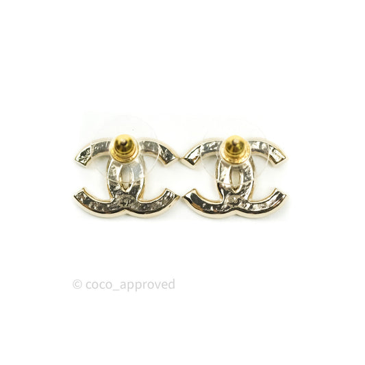 Chanel Pearl CC Earrings Gold Tone 21P