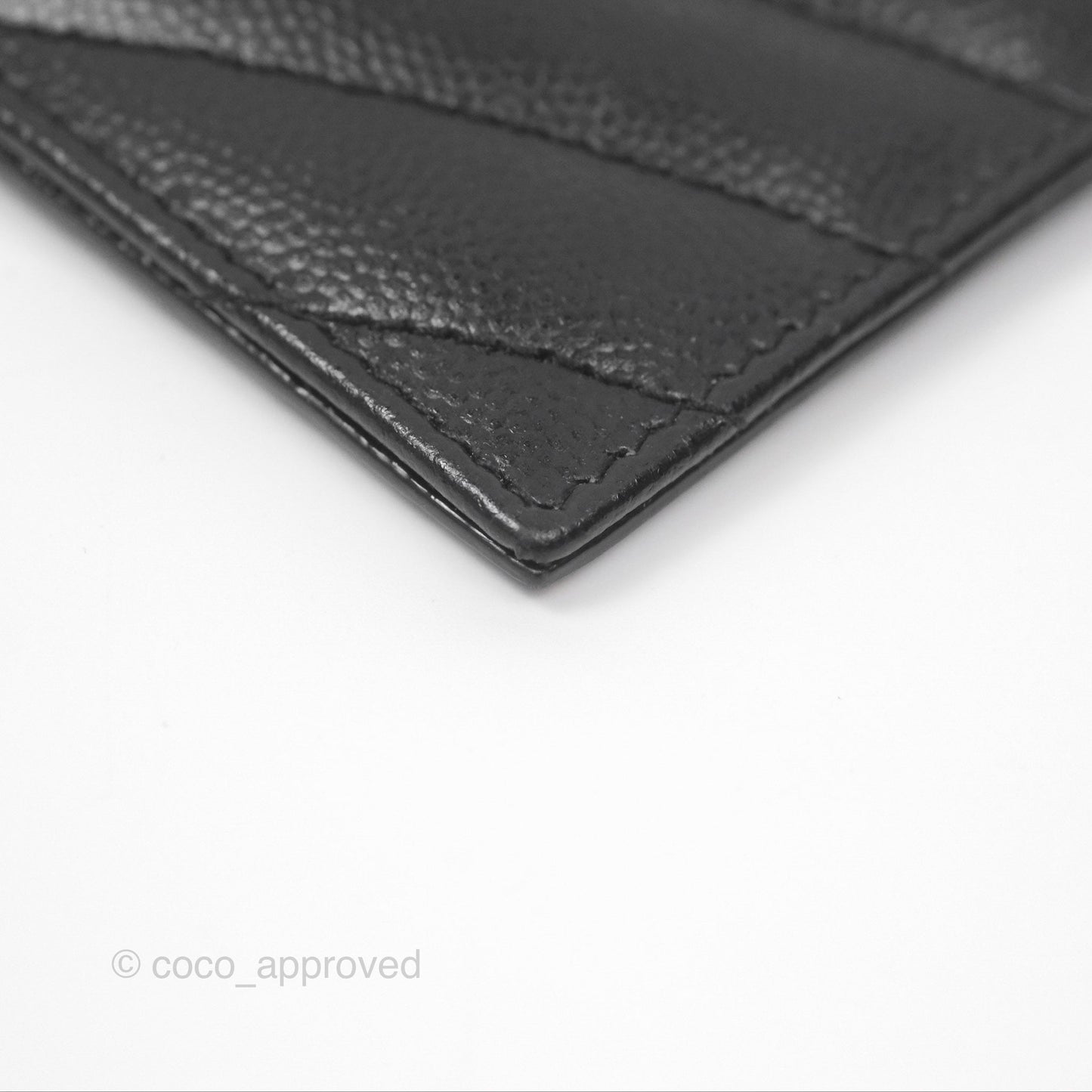 Saint Laurent Cassandre Matelasse Fragments Zipped Card Case Black Grain De Poudre