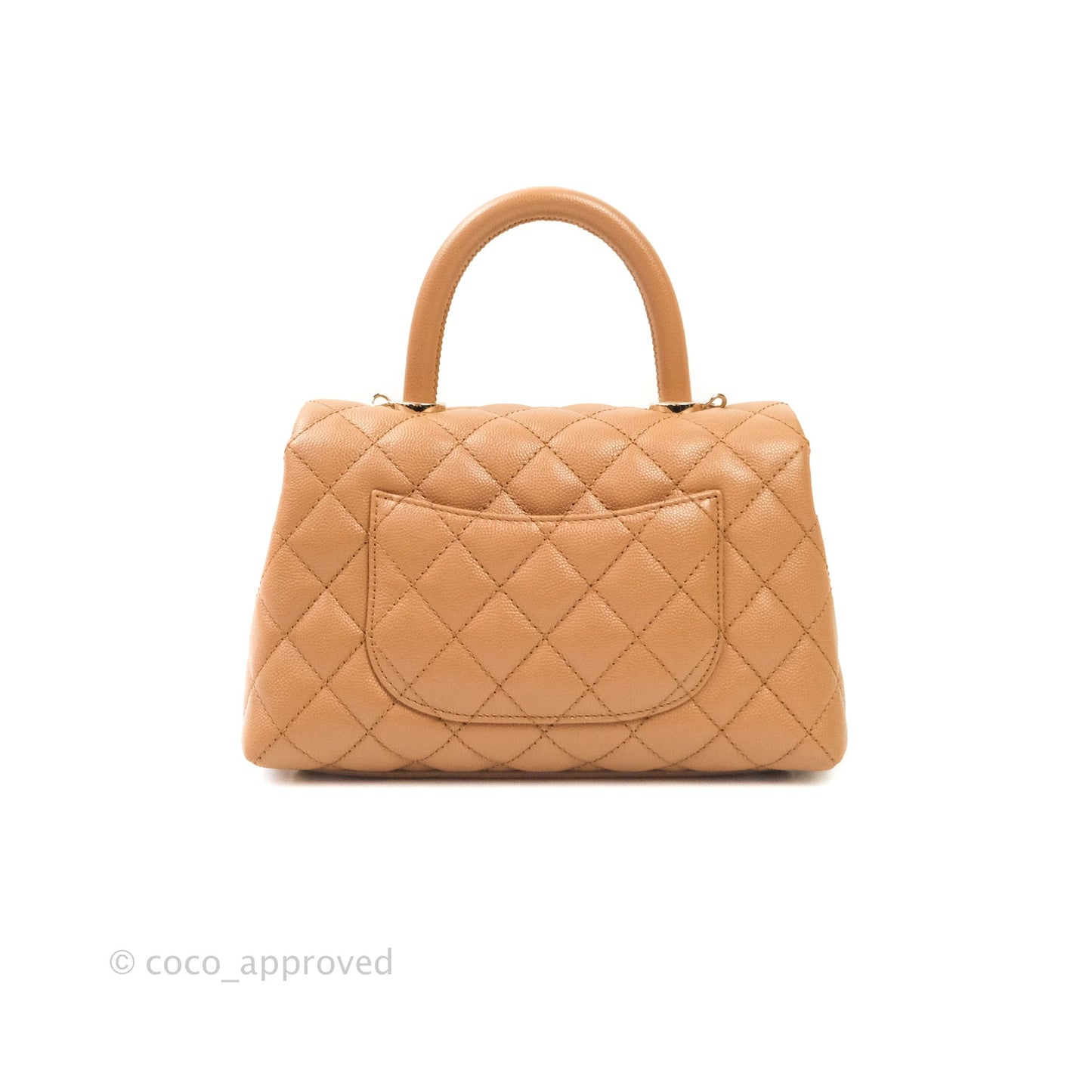 Chanel Mini Coco Handle Quilted Dark Beige Caviar Gold Hardware 21P