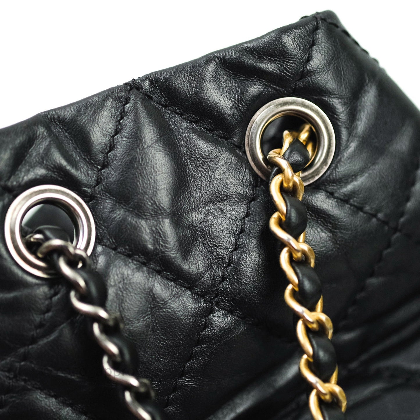 Chanel Gabrielle Backpack Black Aged Calfskin Small Navy Black