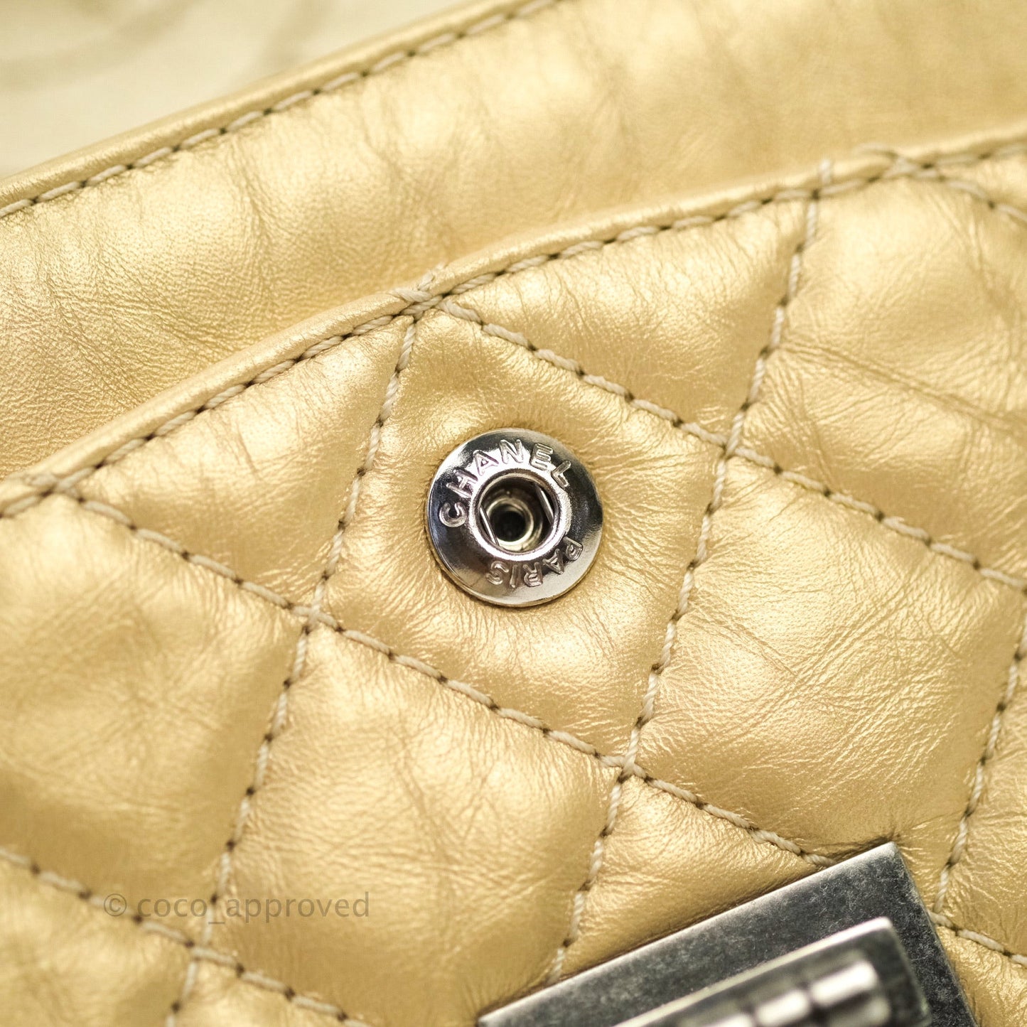 Chanel Mini Reissue 224 Gold Aged Calfskin Ruthenium Hardware