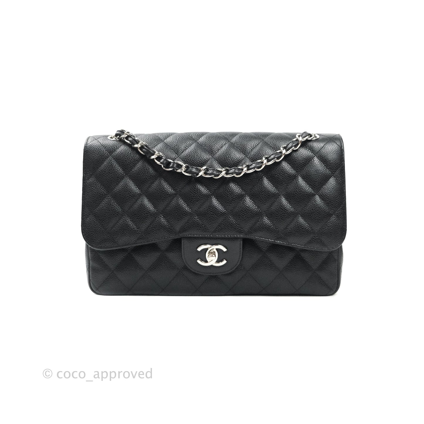 Chanel Jumbo Double Flap Black Caviar Silver Hardware⁣⁣