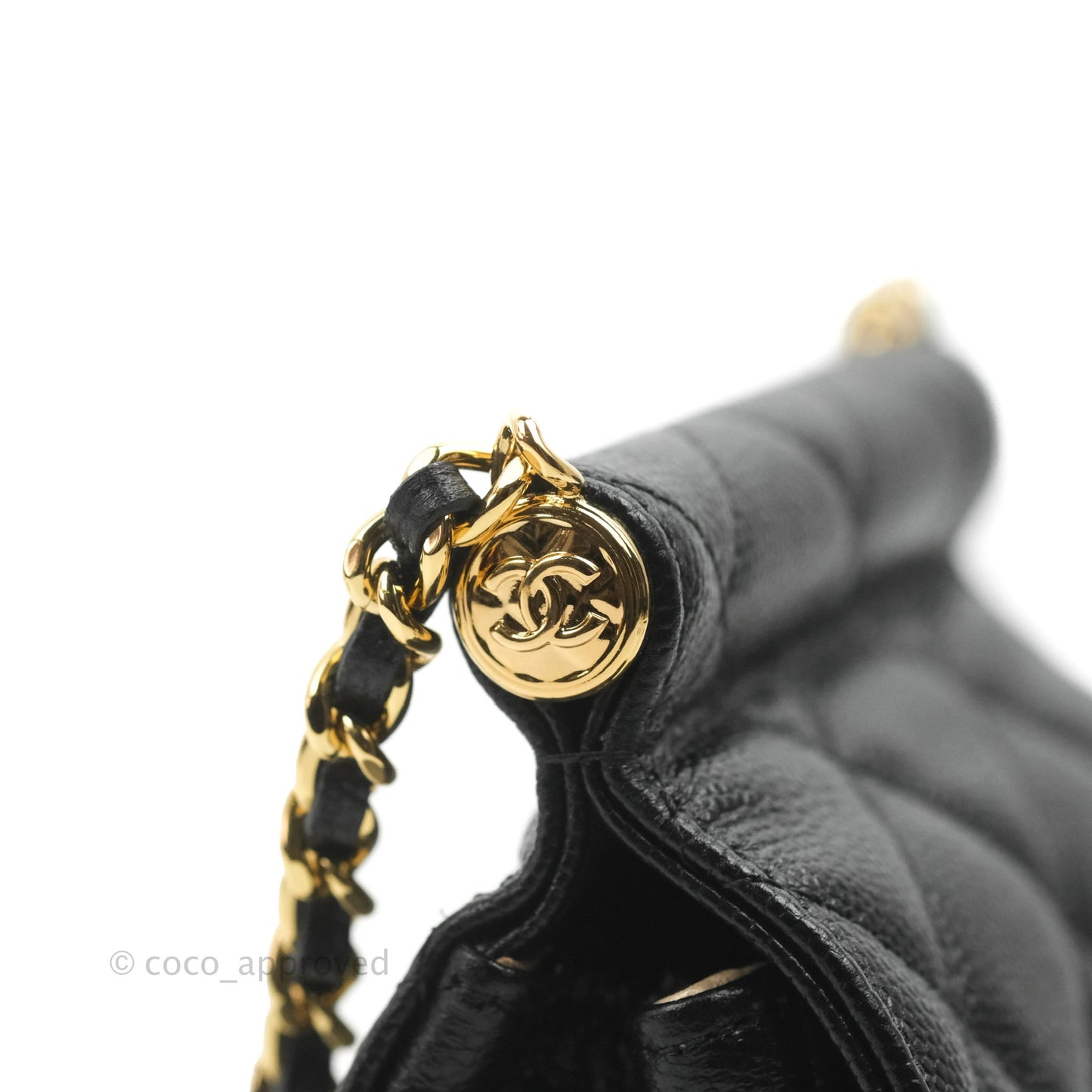 Chanel Clutch with Chain Black Caviar Gold Hardware 22K