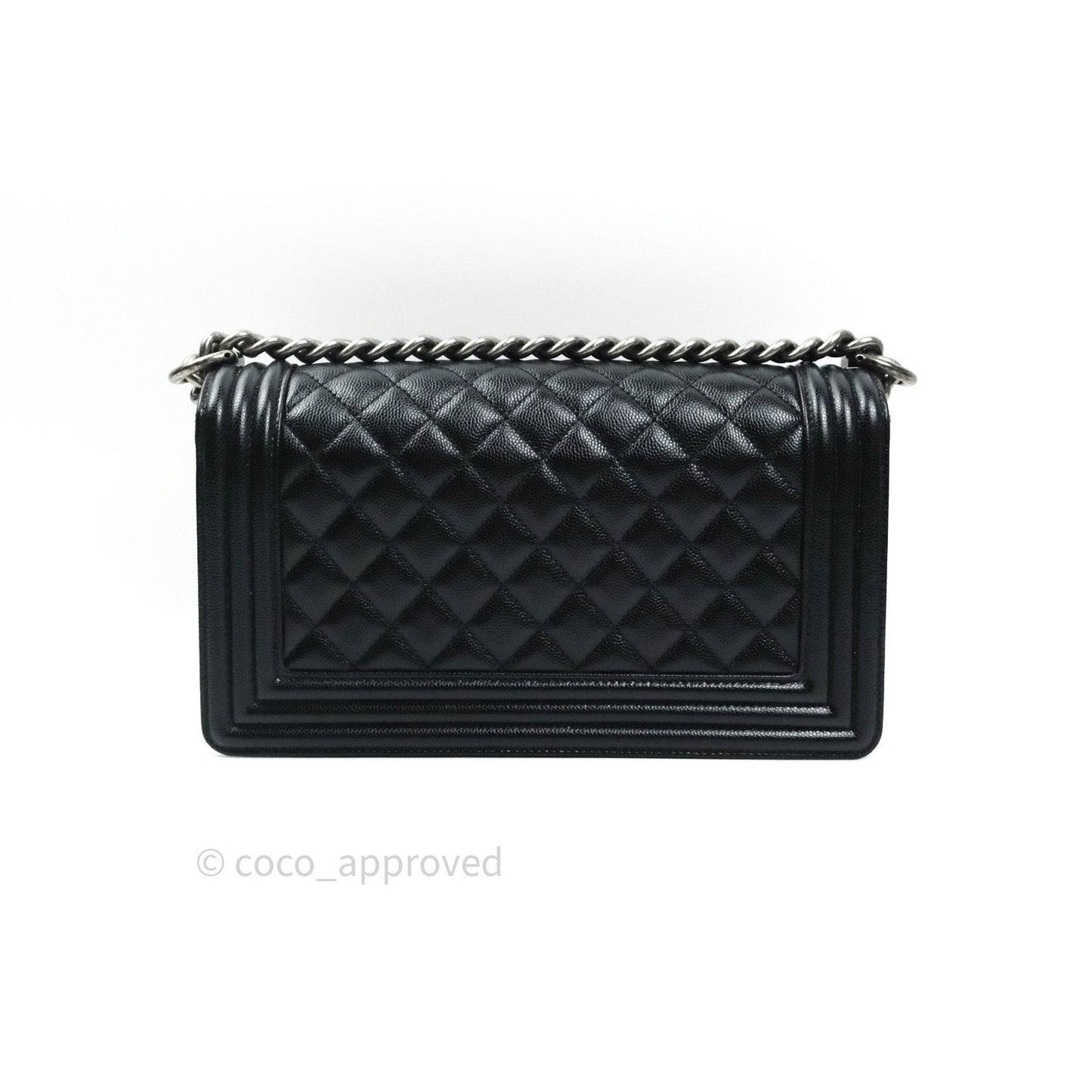 Chanel Boy Quilted Medium Black Caviar Ruthenium Hardware