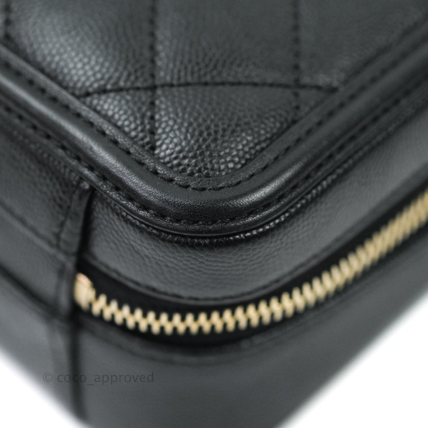Chanel Quilted Small CC Filigree Vanity Case Black Caviar