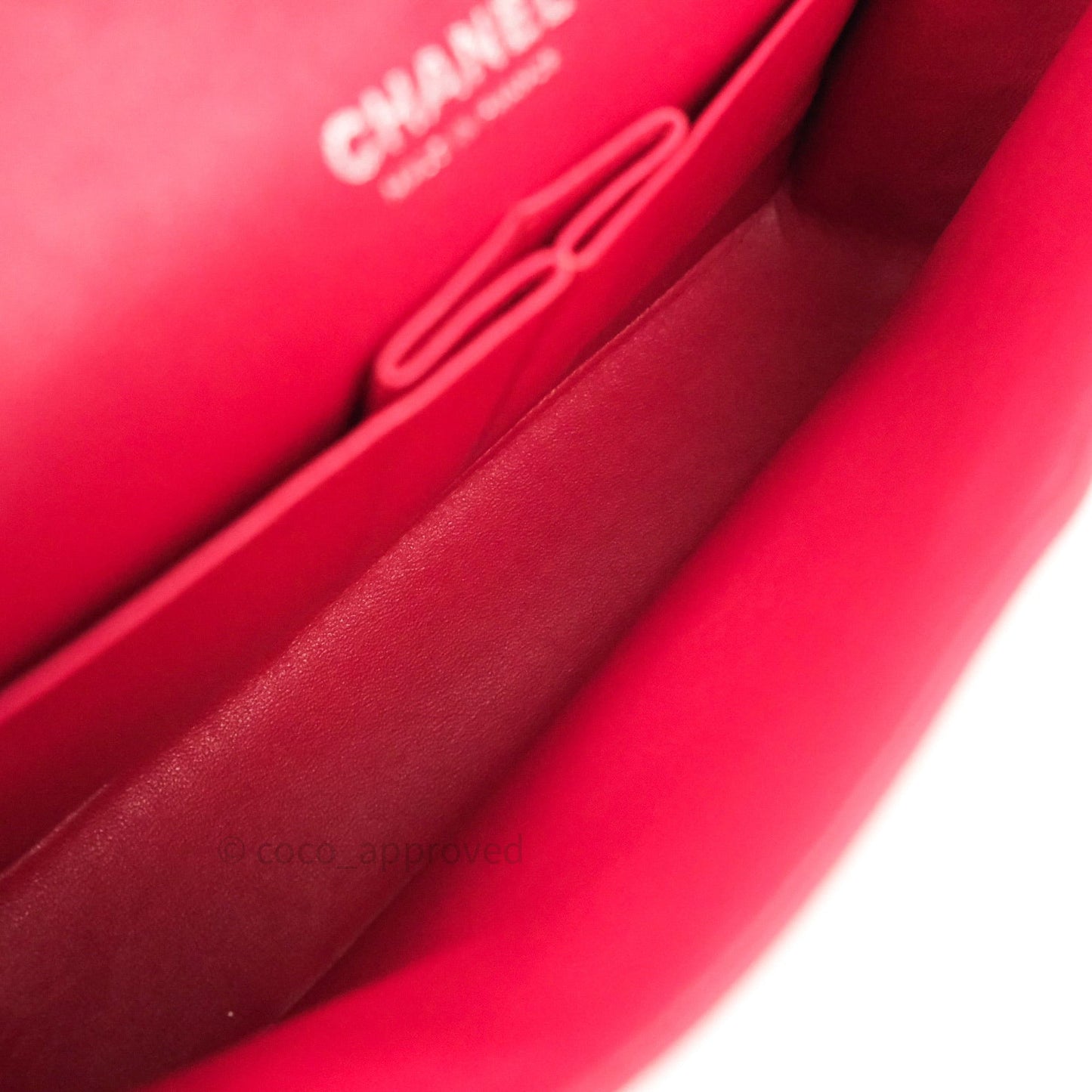 Chanel Classic M/L Lambskin Medium Double Flap Red Pink Silver Hardware