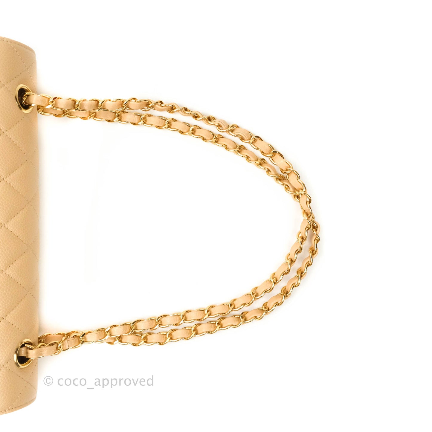 Chanel Classic M/L Medium Double Flap Bag Beige Caviar Gold Hardware
