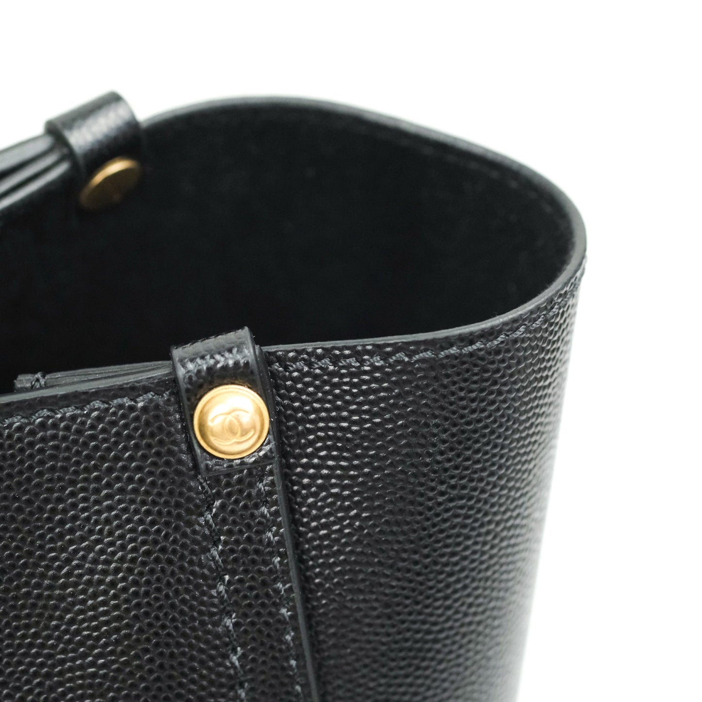 Chanel Small Studded Deauville Tote Black Caviar Gold Hardware