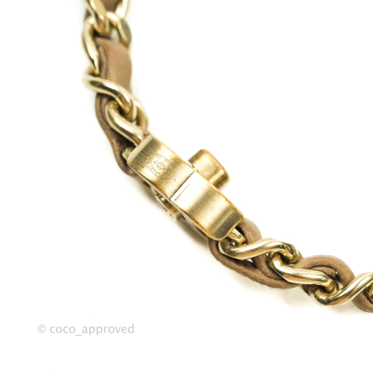 Chanel CC Turn lock Ash Brown Lambskin Matte Gold Tone Chain Choker 12P