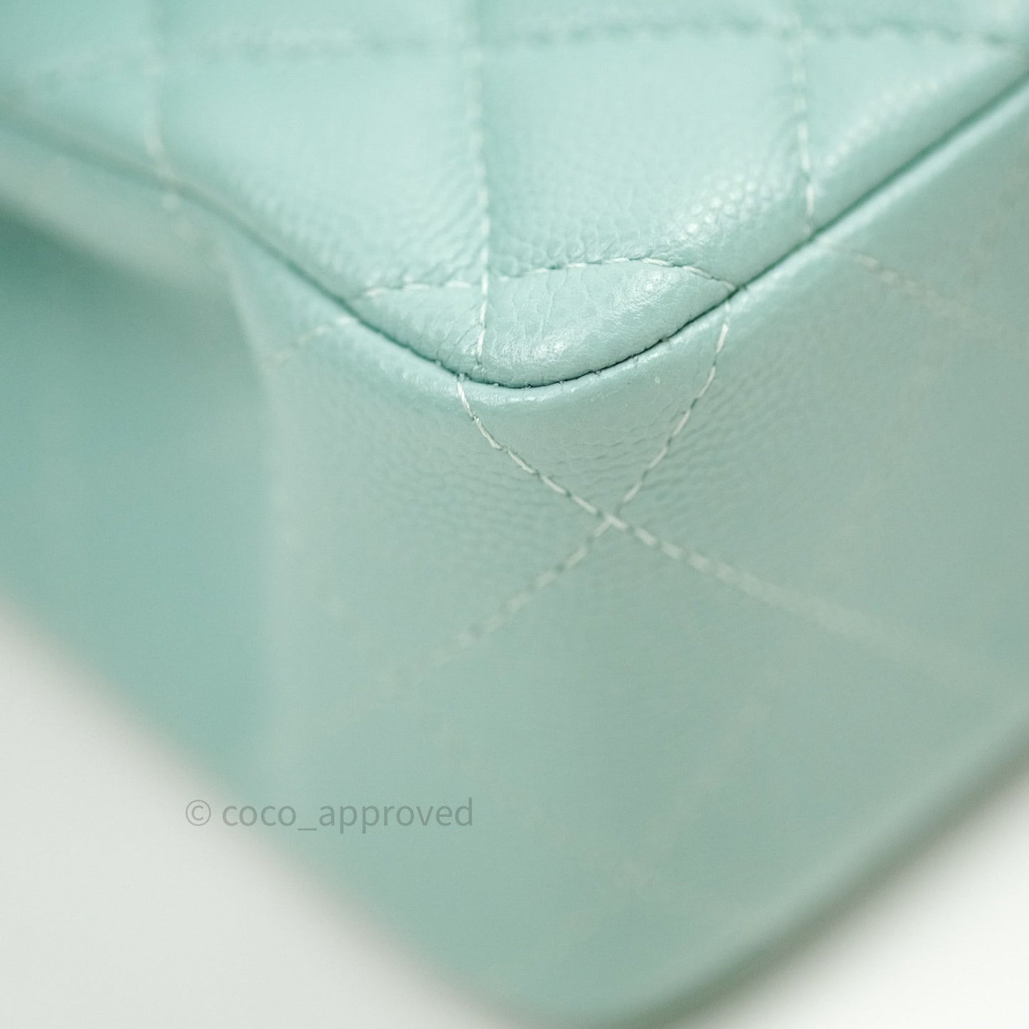 Chanel Classic Small S/M Flap Tiffany Blue Caviar Light Gold Hardware