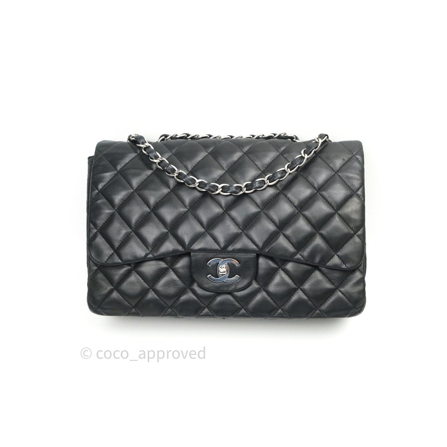 Chanel Jumbo Single Flap Black Lambskin Silver Hardware⁣⁣