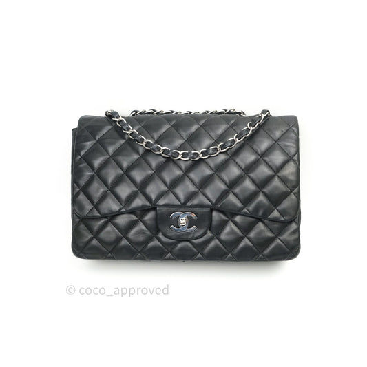 Chanel Jumbo Single Flap Black Lambskin Silver Hardware⁣⁣