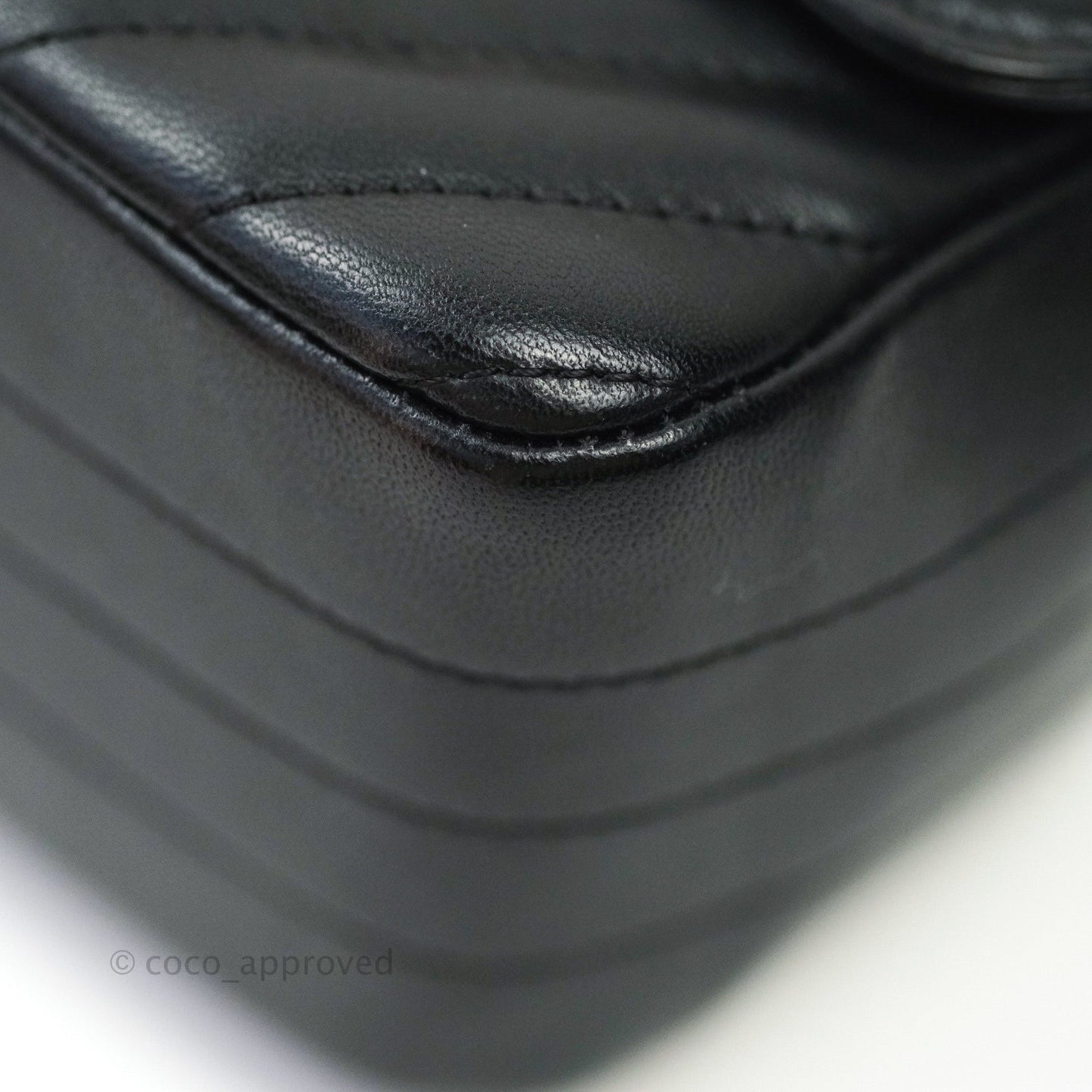 Chanel Mini Square Chevron Black Lambskin Gold Hardware