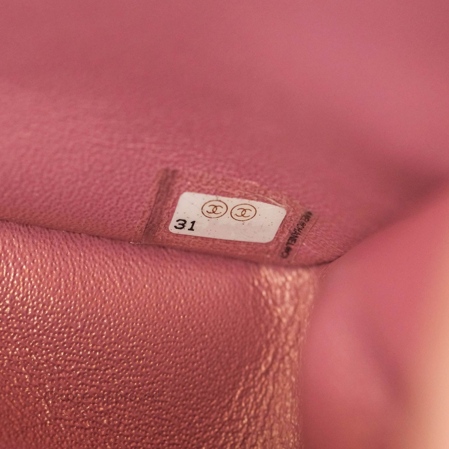 Chanel Top Handle Mini Rectangular Flap Bag Iridescent Dark Pink Lambskin Aged Gold Hardware
